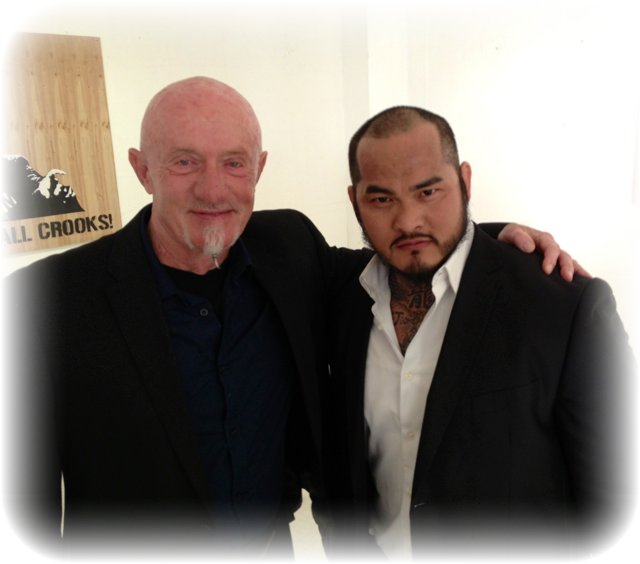 Marcus Natividad with Jonathan Banks in 