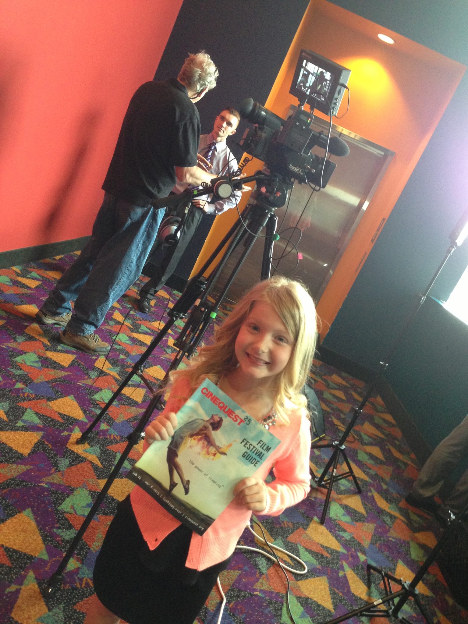 Megan on-set filming welcome and on-screen hostess messages for Cinequest Film Festival
