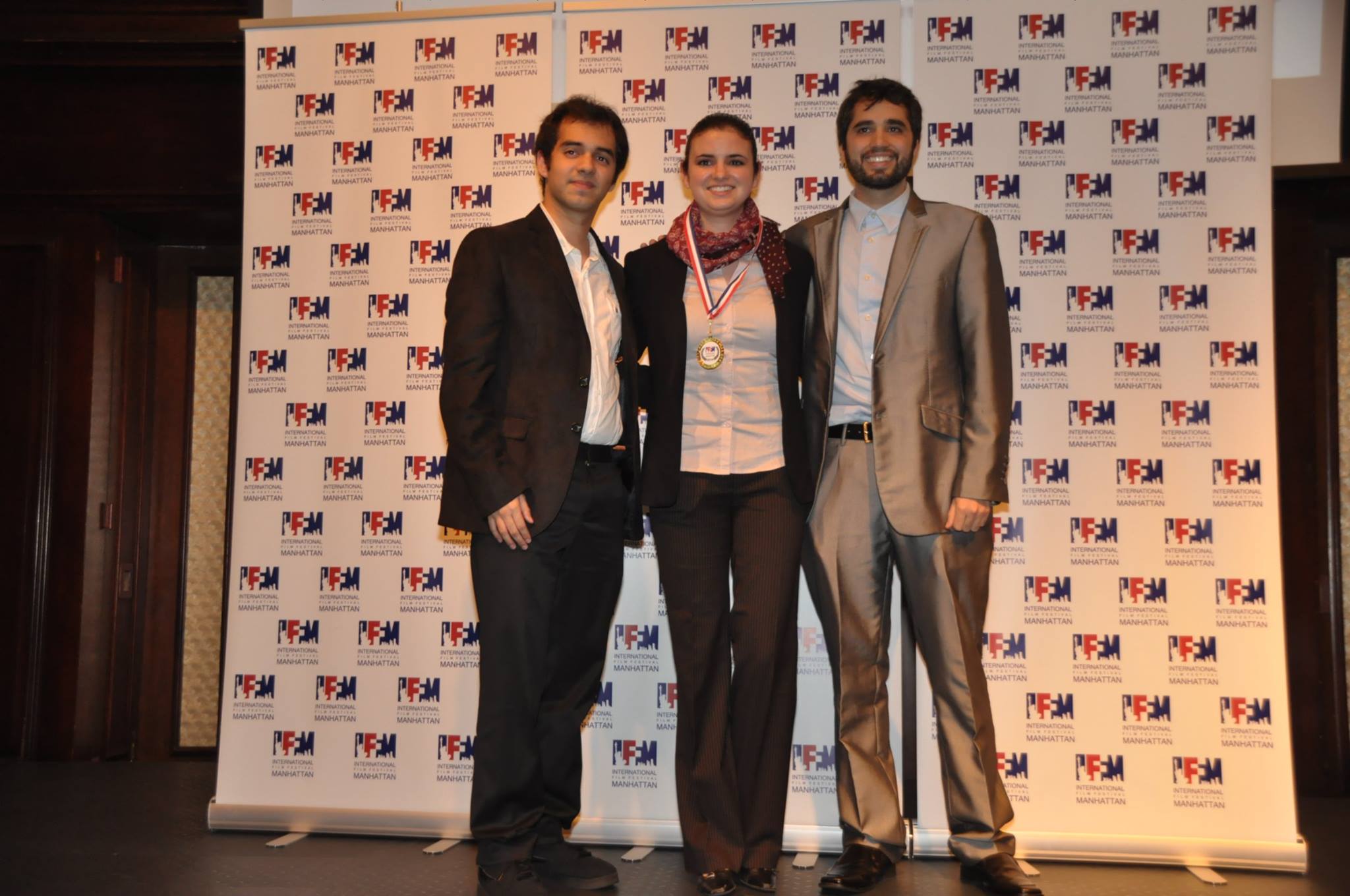 With Producer Iván Solorio and Cinematographer Cristián Macouzet at International Film Festival NYC 2014. Receiving Honorary Mention for $2 Pesos