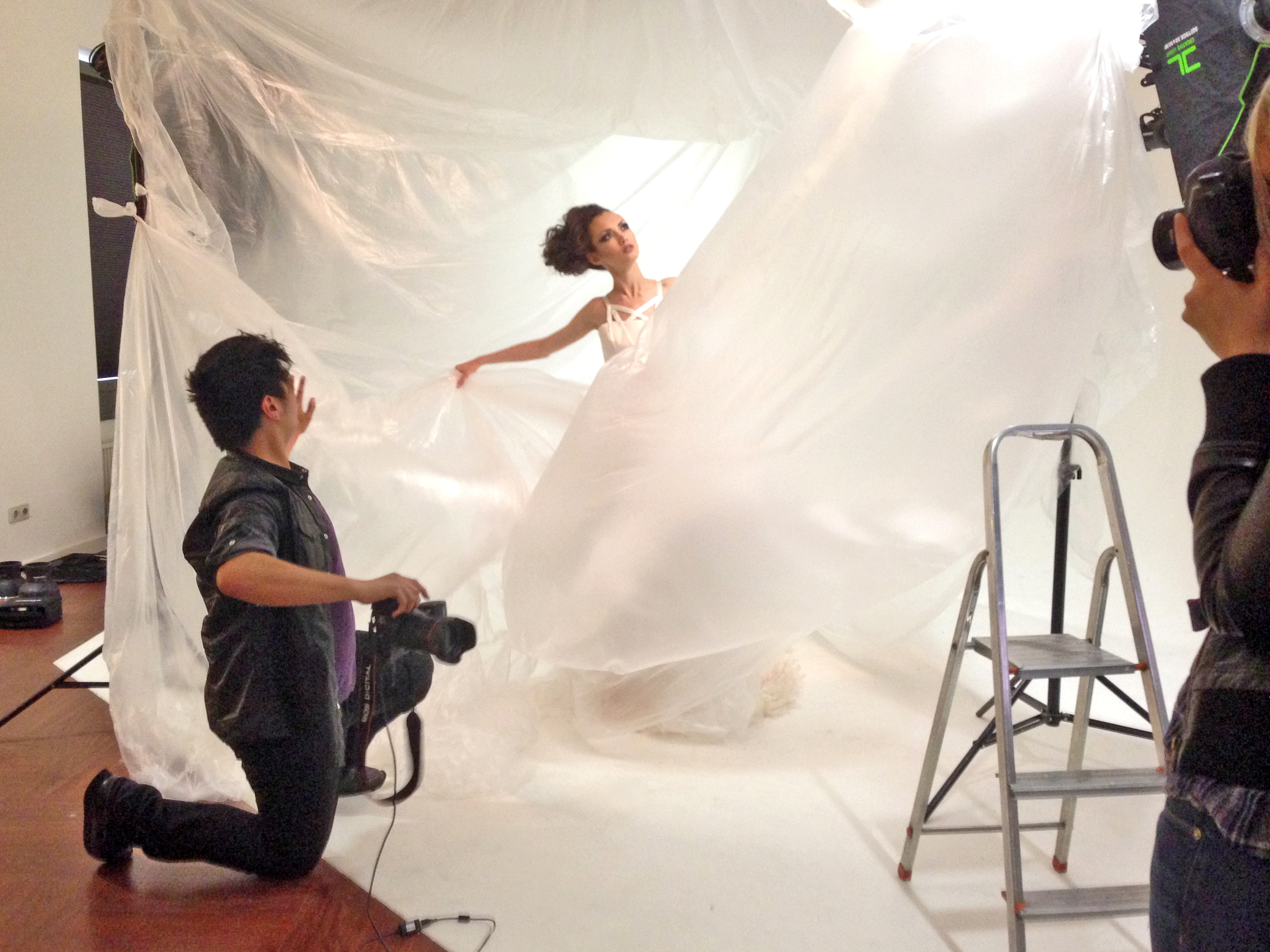 Lyonel Stief on a Set with Fashion Model Luiza Doll