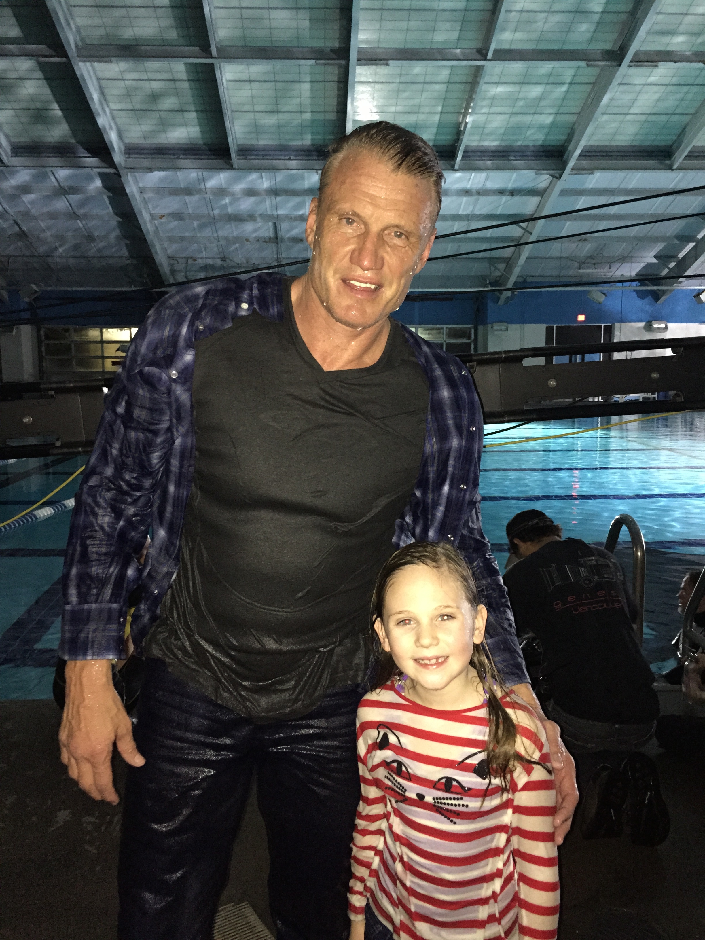 On the set of 'Shark Lake' with movie dad Dolph Lundgren
