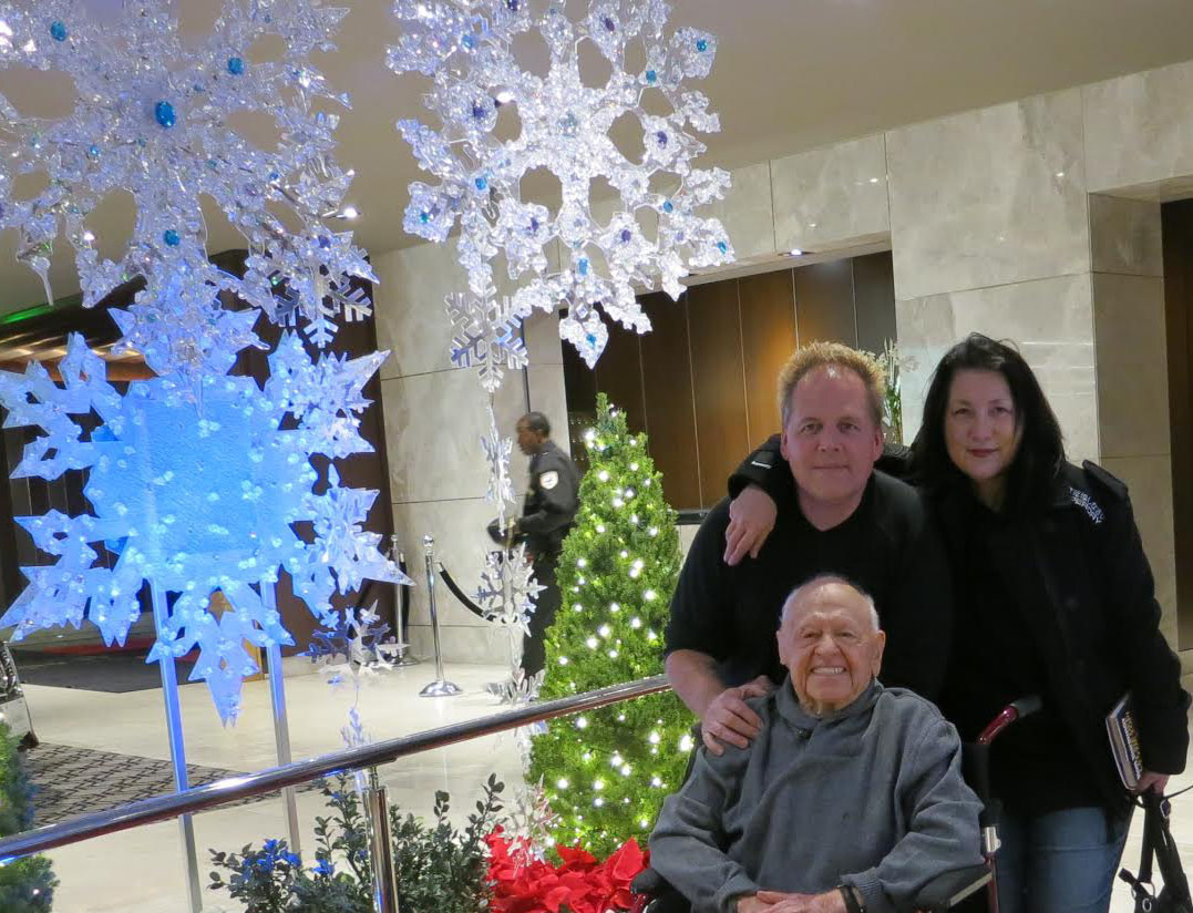 Mickey Rooney, Mark Rooney and Charlene Rooney. Christmas 2013