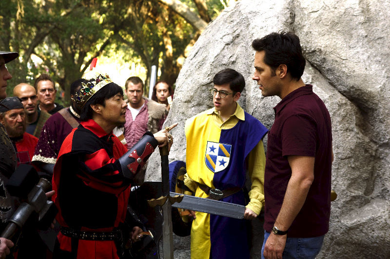 Still of Ken Jeong, Paul Rudd and Christopher Mintz-Plasse in Vyriskas auklejimas (2008)