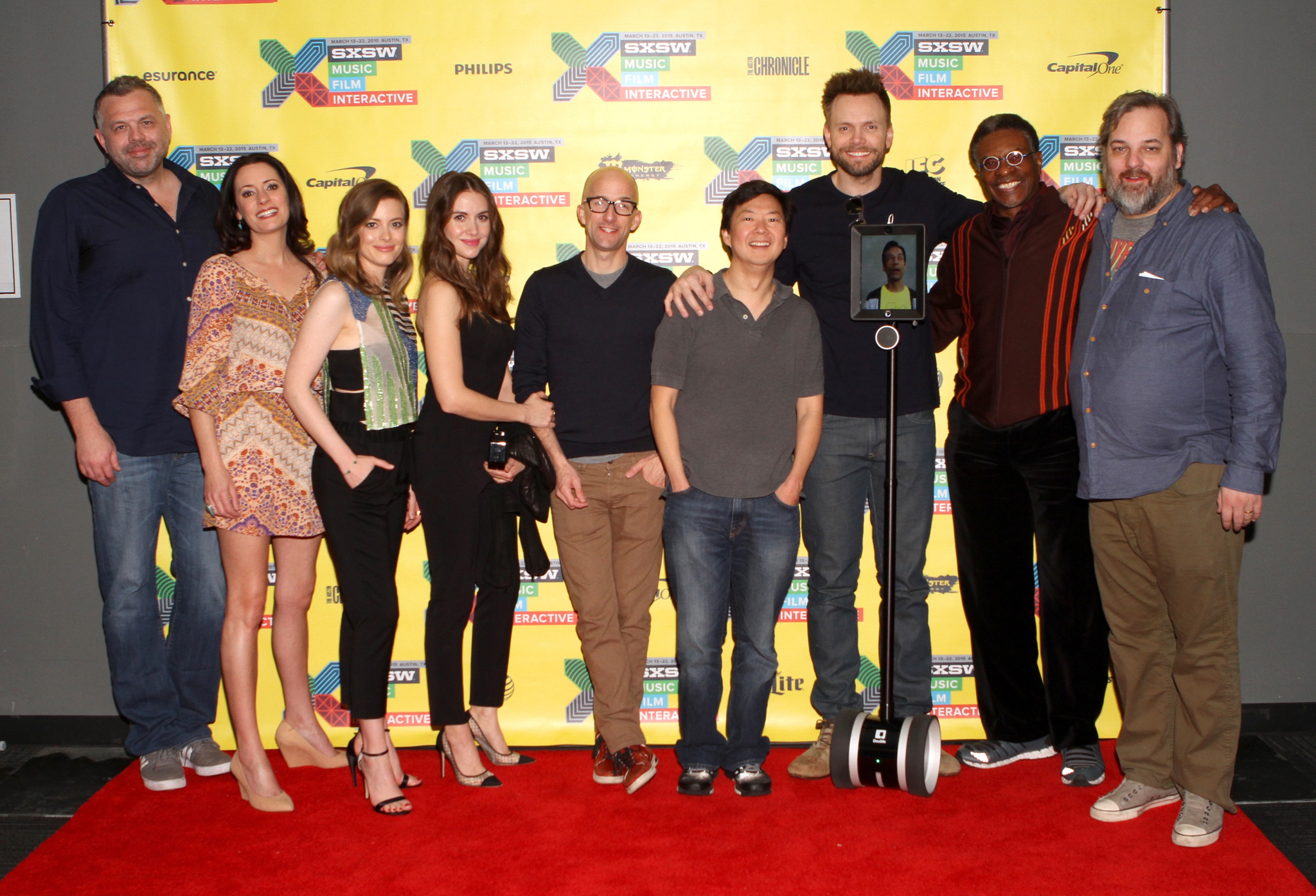 Paget Brewster, Keith David, Ken Jeong, Joel McHale, Chris McKenna, Jim Rash, Dan Harmon, Alison Brie and Gillian Jacobs at event of Community (2009)