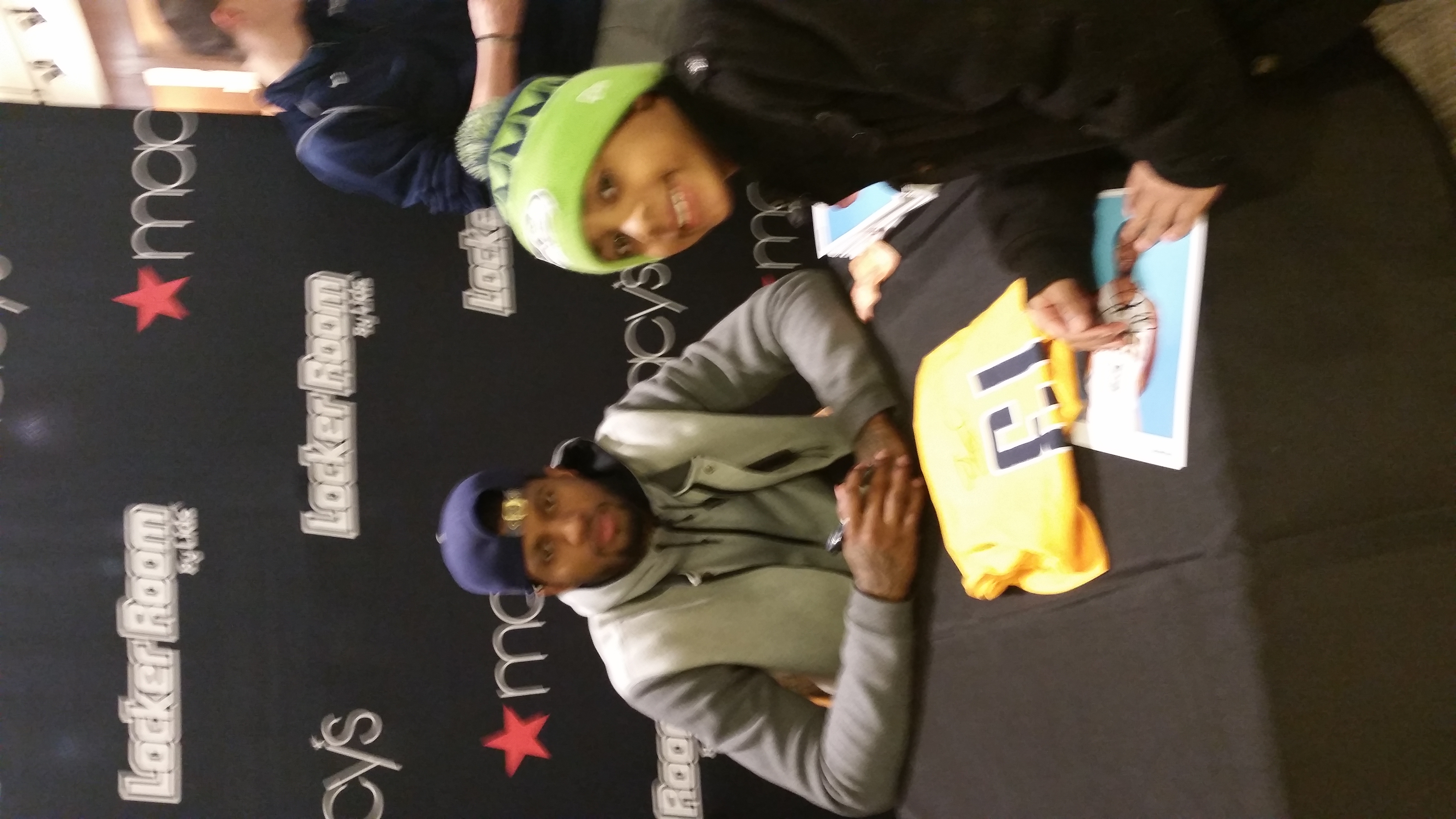 Paul George from the Indiana Pacers and my nephew at Macy shirt signing.