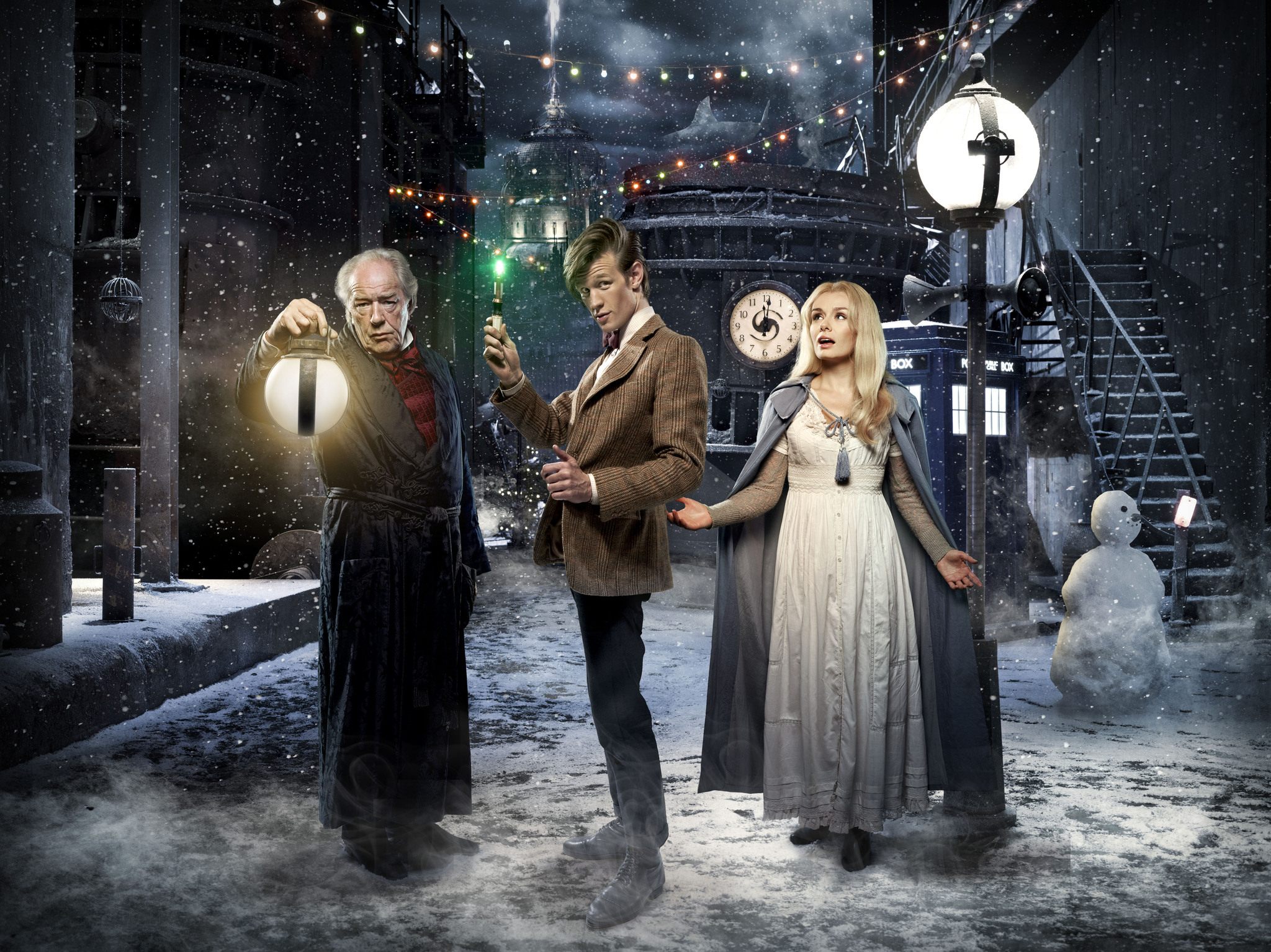 Still of Michael Gambon, Katherine Jenkins and Matt Smith in Doctor Who: A Christmas Carol (2010)