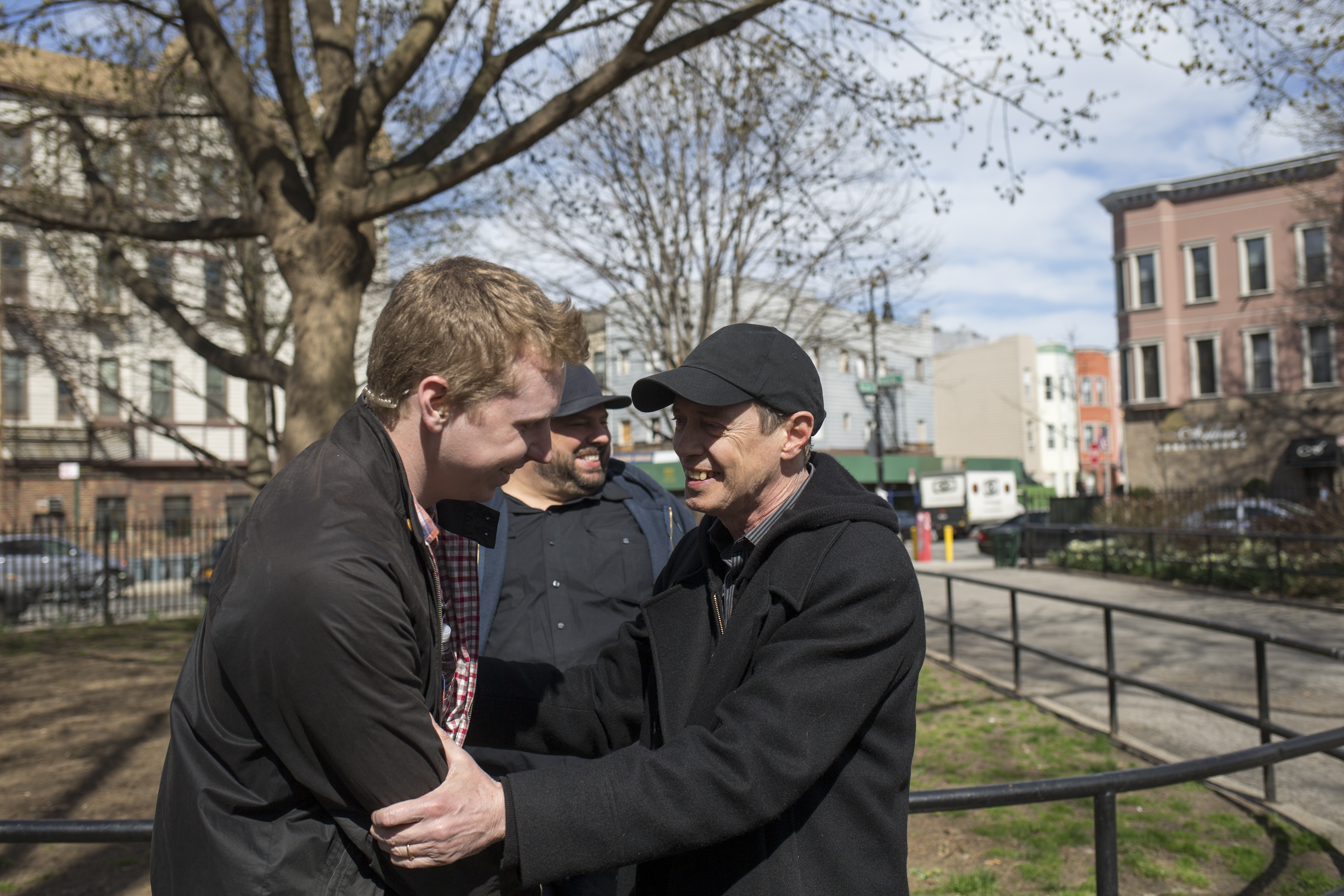 Travis Eilerson and Steve Buscemi rehearsing a scene on 