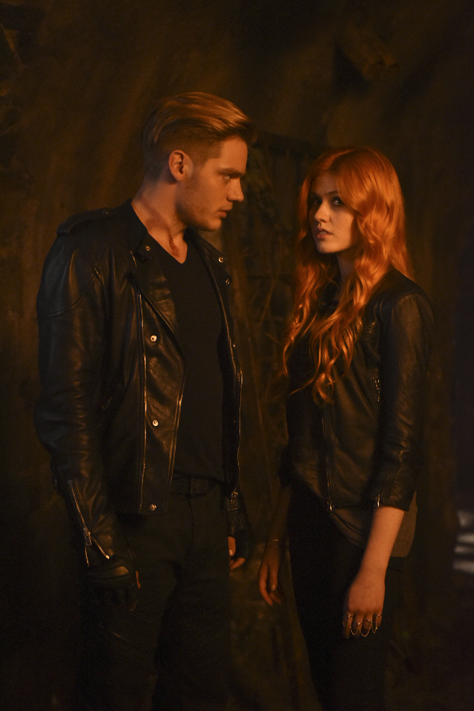 Still of Katherine McNamara and Dominic Sherwood in Shadowhunters (2016)