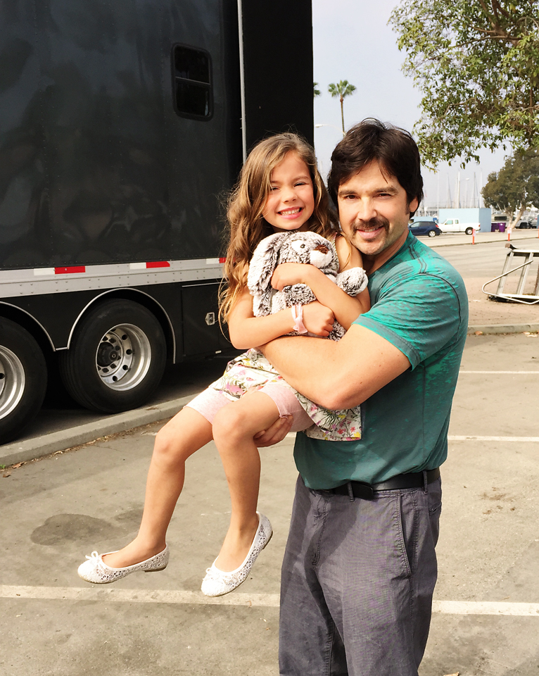 Eden Henderson and Jason Gedrick on set for Justified.