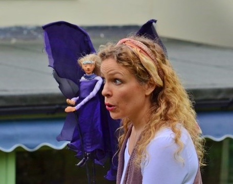 As Della the puppeteer in Bargus Films 'Metatron' filmed on location in Bruton, Somerset, UK 2015
