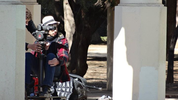 Director Álvaro Ortega with Cinematographer Genís Benavent during the production of the feature film Anything Goes