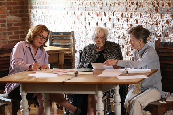 Mary McDonagh Murphy with Harper Lee and Lee's close friend Joy Brown, conducting an interview that streamed on PBS as part of their American Masters program.