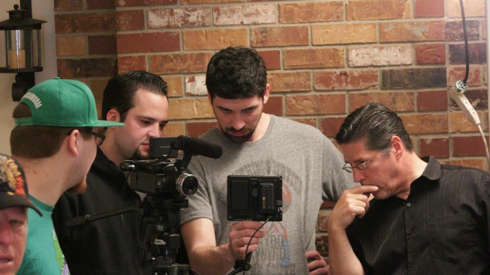 Reviewing a shot on the set of The Wrong Choice.