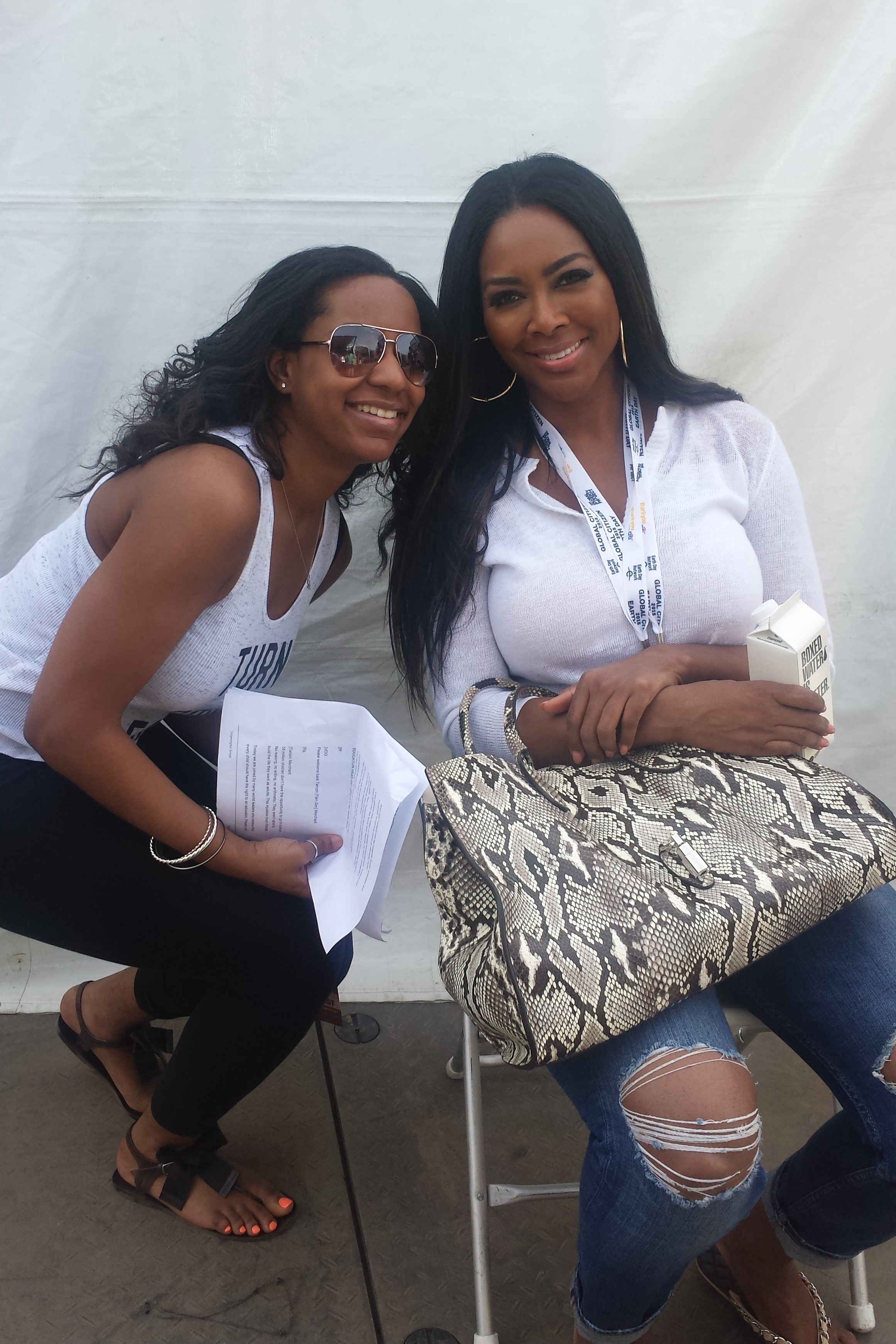 Kenya Moore and Brittney A. Thomas at The Global Citizen Earth Day Festival (2015)