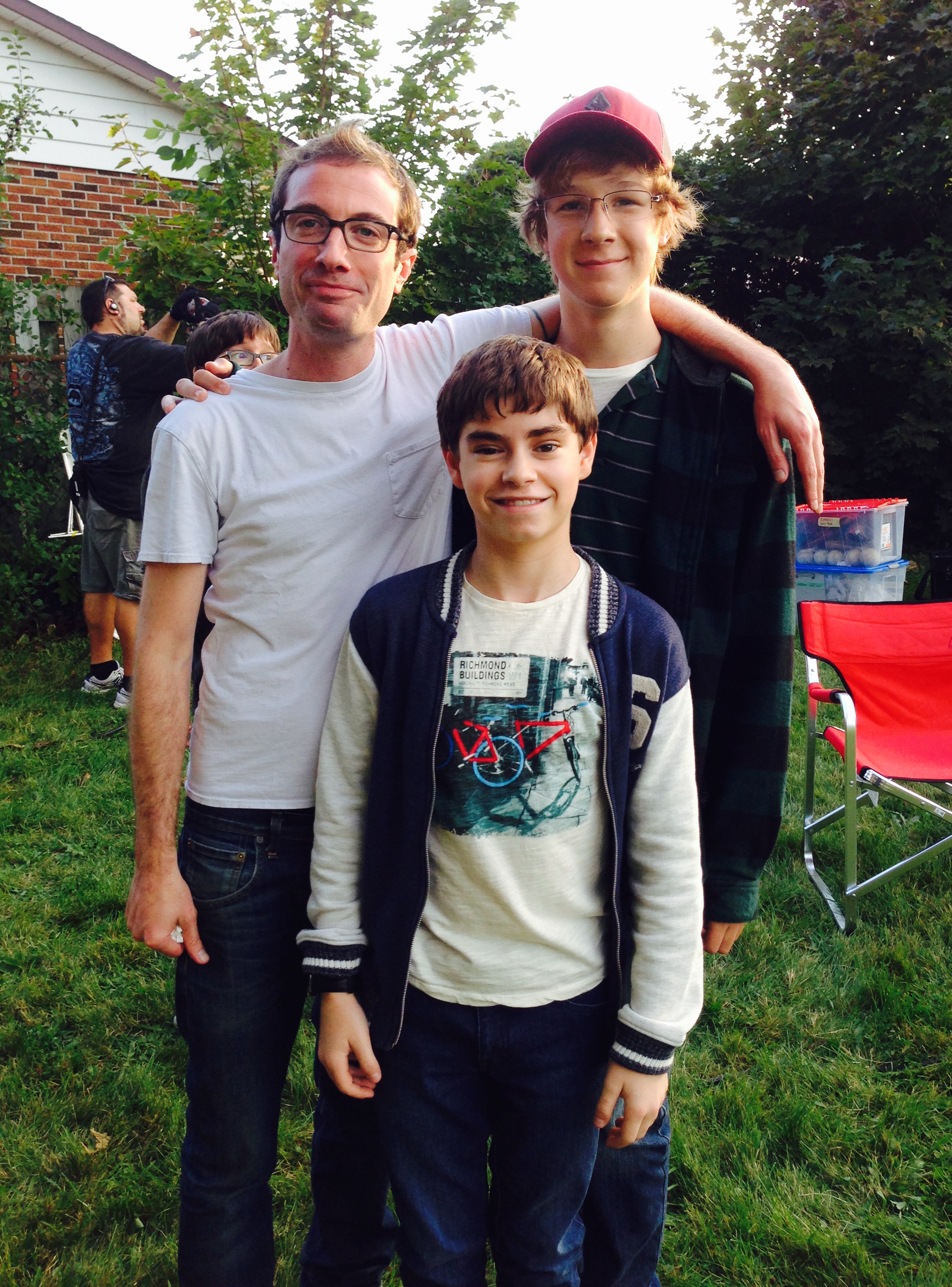 On set with Director Jacob Tierney and actor Jamie Mayers