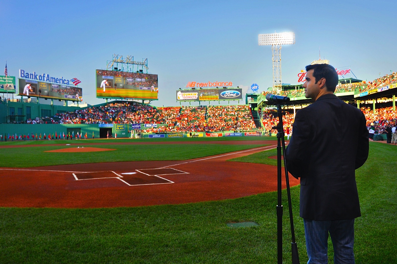 Christian Figueroa Singing National Anthem at Fenway Park. Sold out crowd of almost 38,000 people