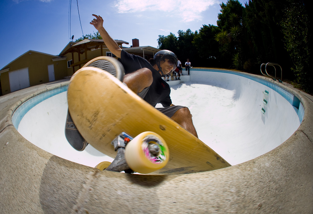 Toby Burger in a backyard pool.