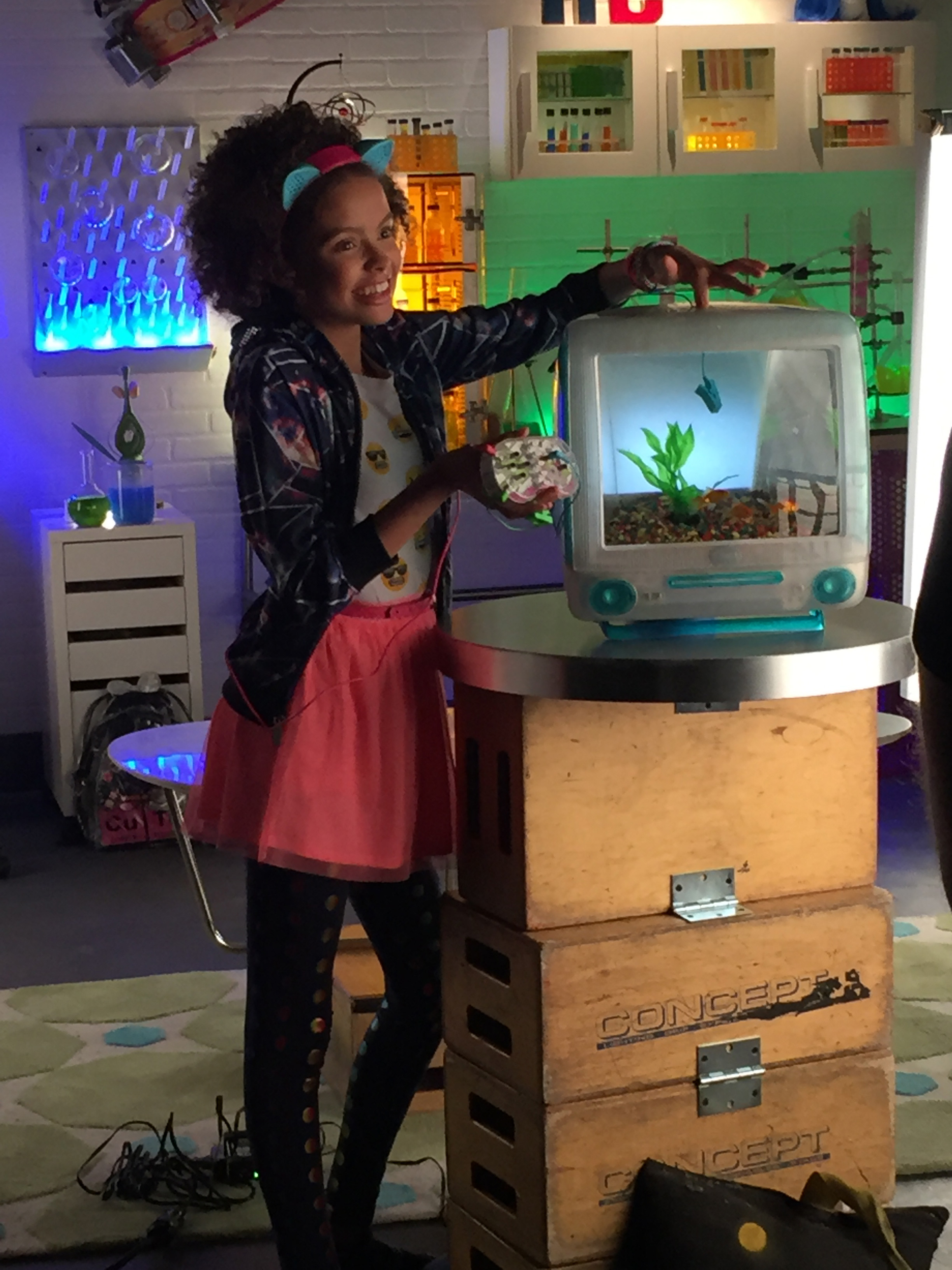 On set of the Project MC2 Commercial