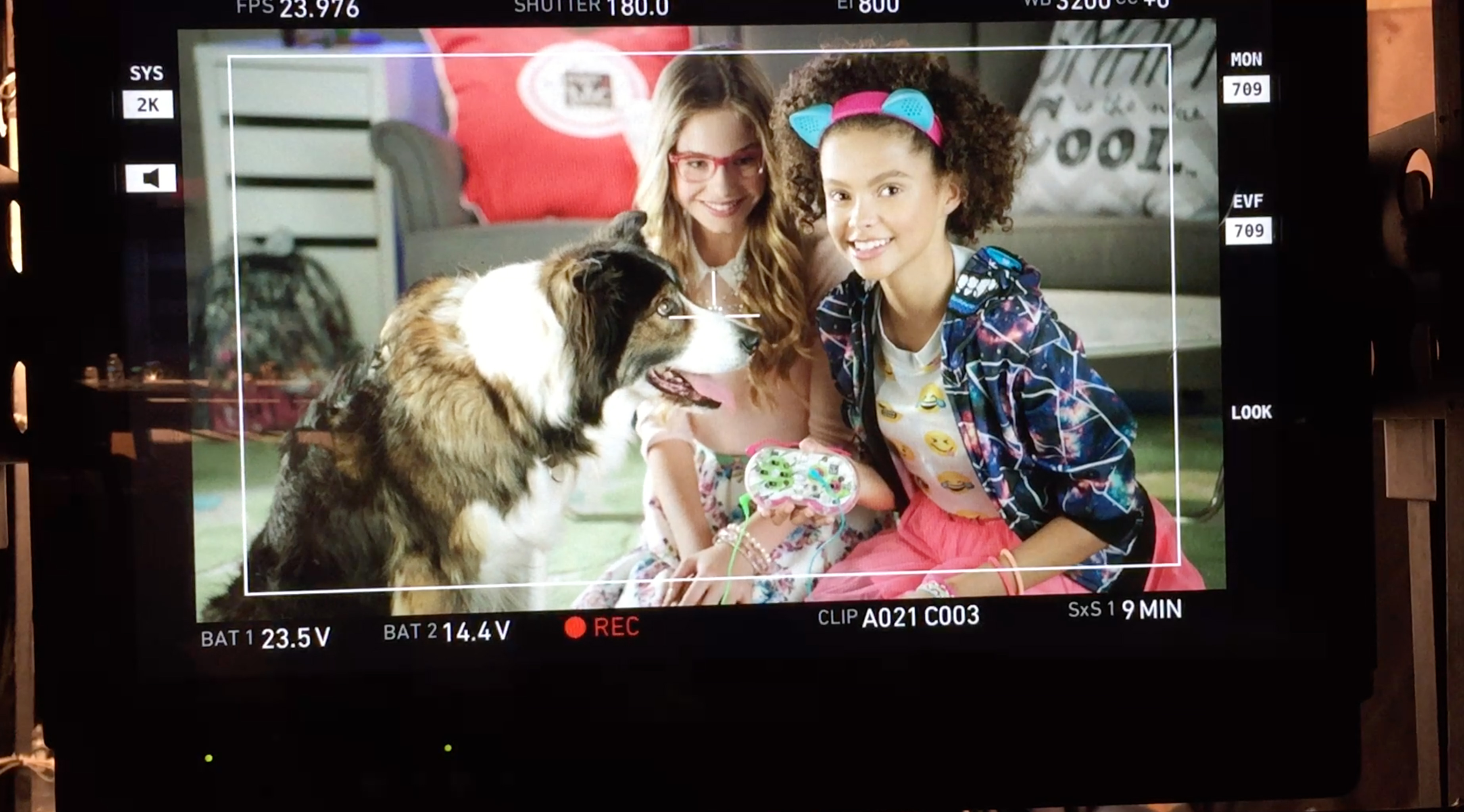 On set of the Project MC2 Commercial