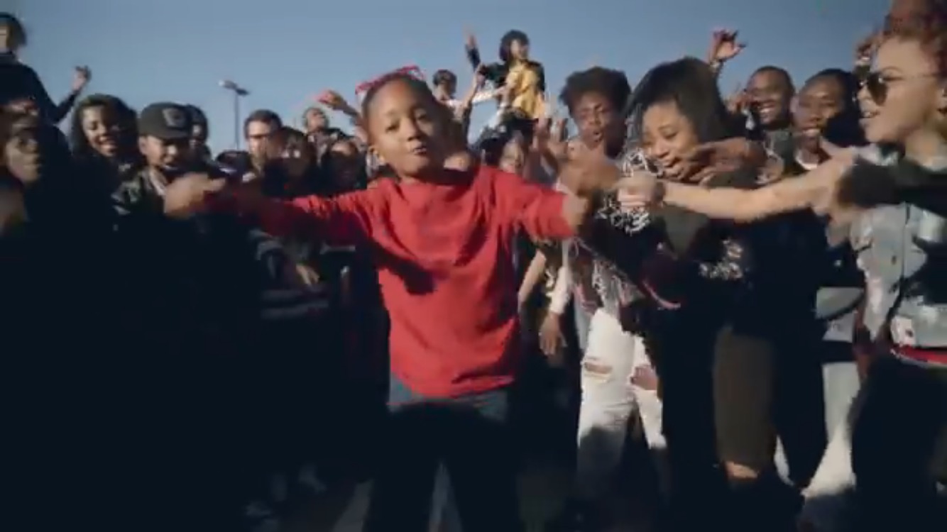 Brandin Stennis on set dancing while filming with Kendrick Lamar in Compton for 2016 Grammys video