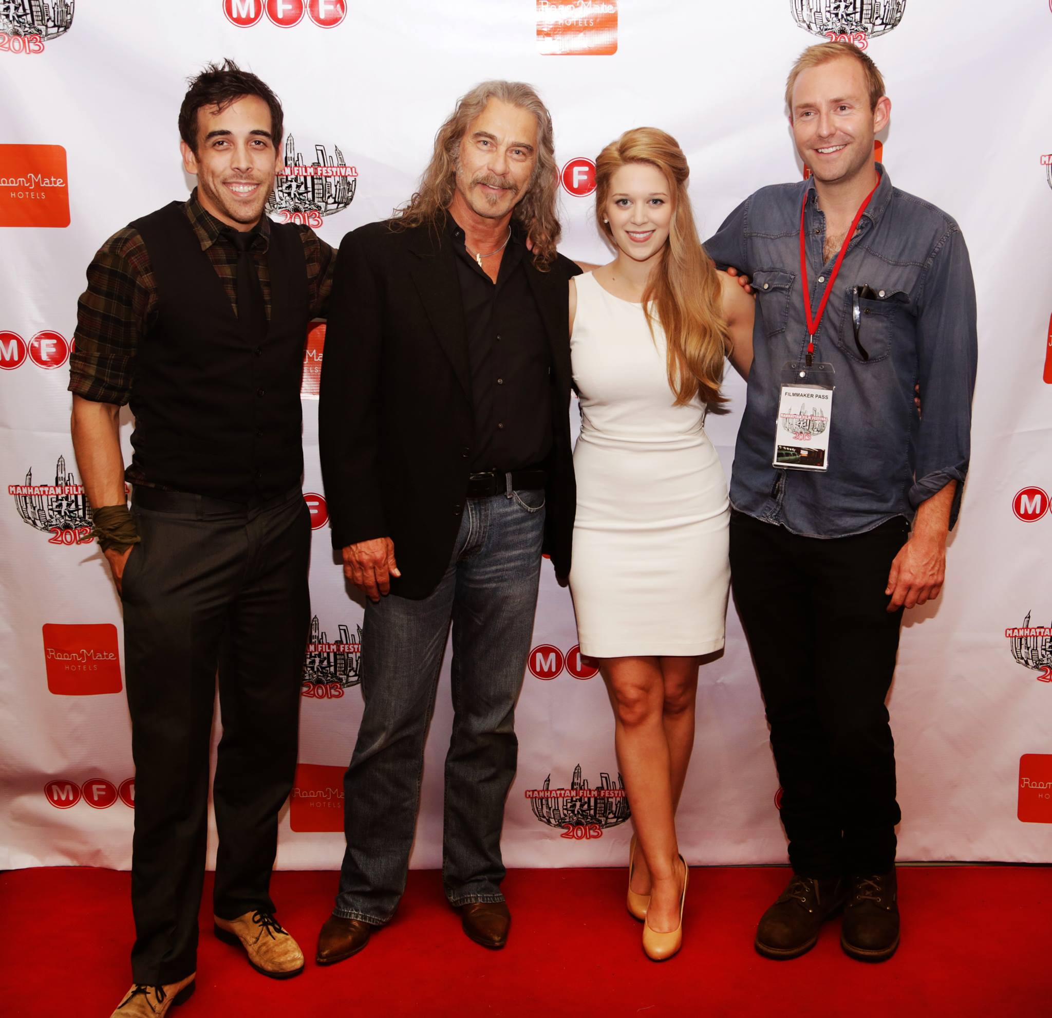 Clayton on the red carpet at the Manhattan Film Festival 2013 with the fellow cast members of The Guide