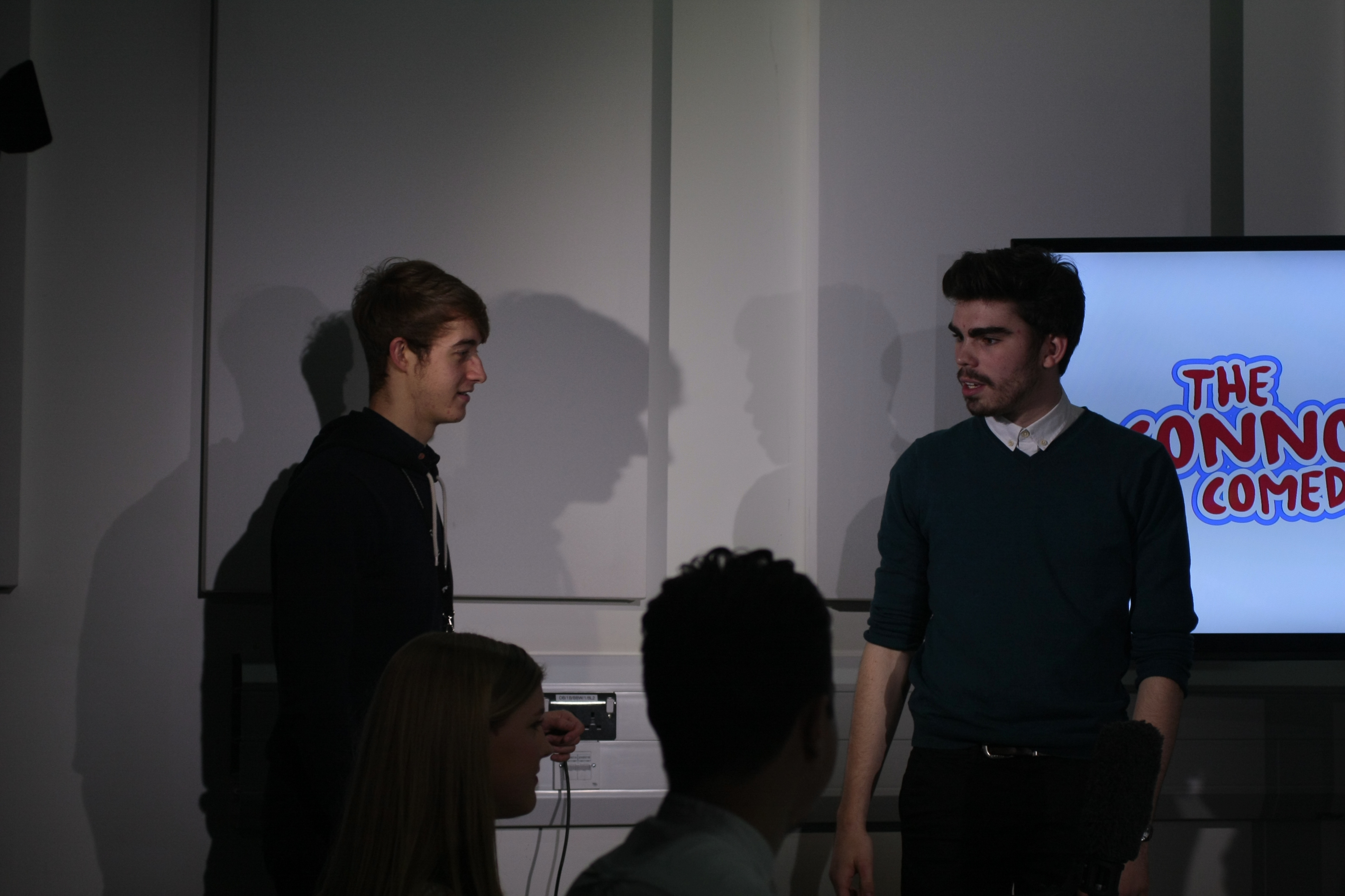 Connor and creative producer Philip Thompson on set at The Connor Kent Comedy Project (2015) - Series One - Promotional Video.