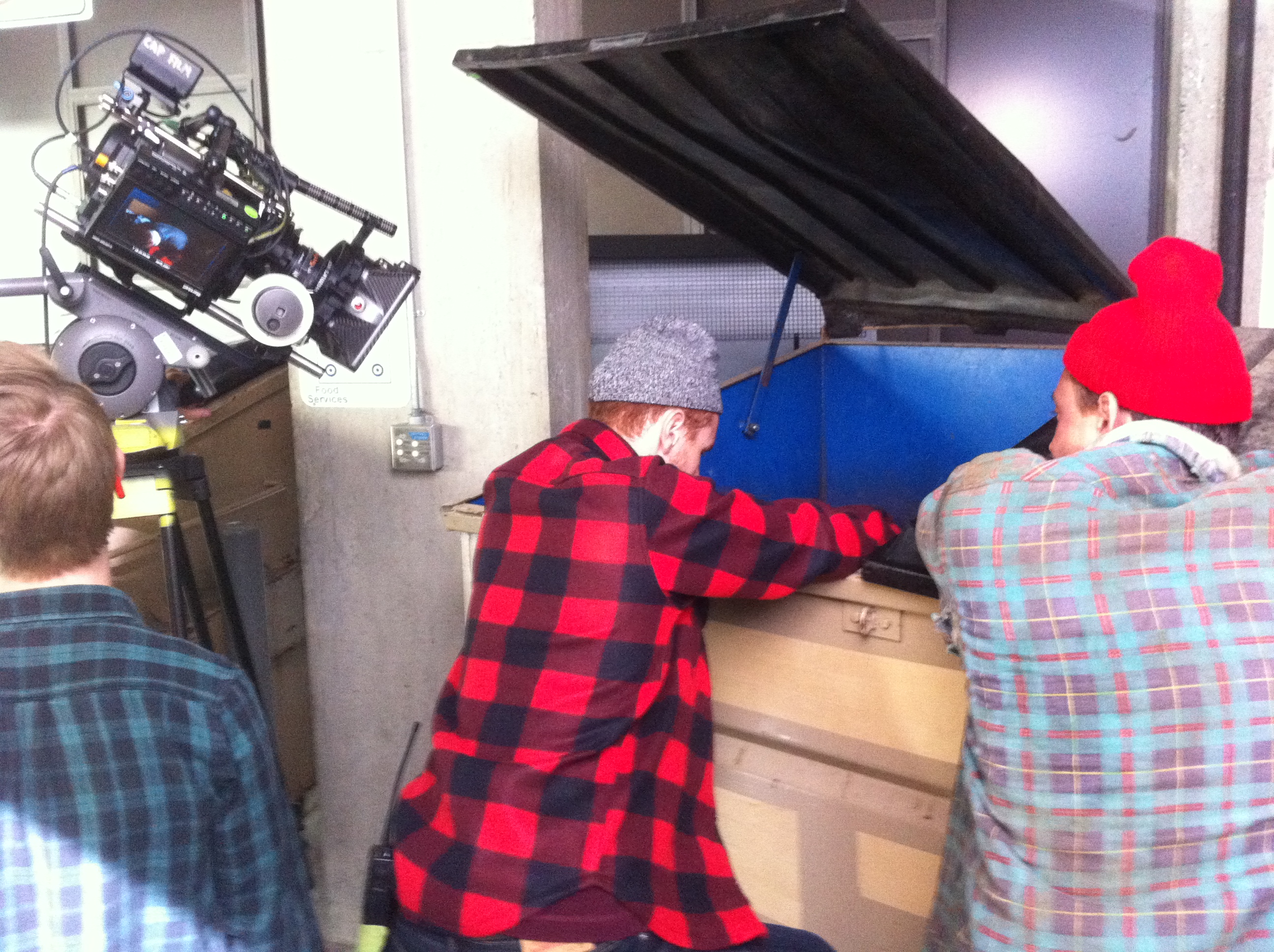 Nigel Edwards and Adam Wright blocking a scene.