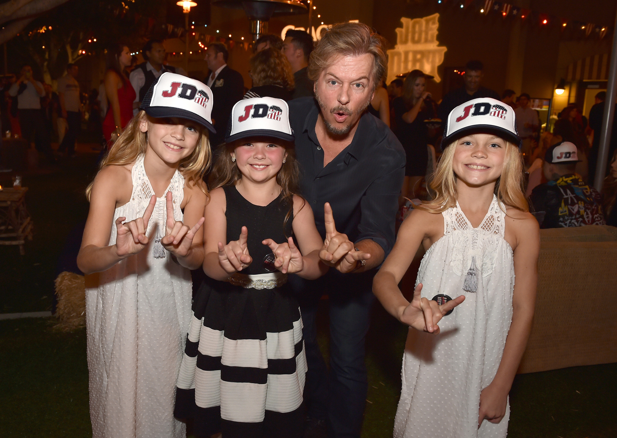 David Spade, Lauren Gobuzzi, Chloe Guidry and Allison Gobuzzi at event of Joe Dirt 2: Beautiful Loser (2015)