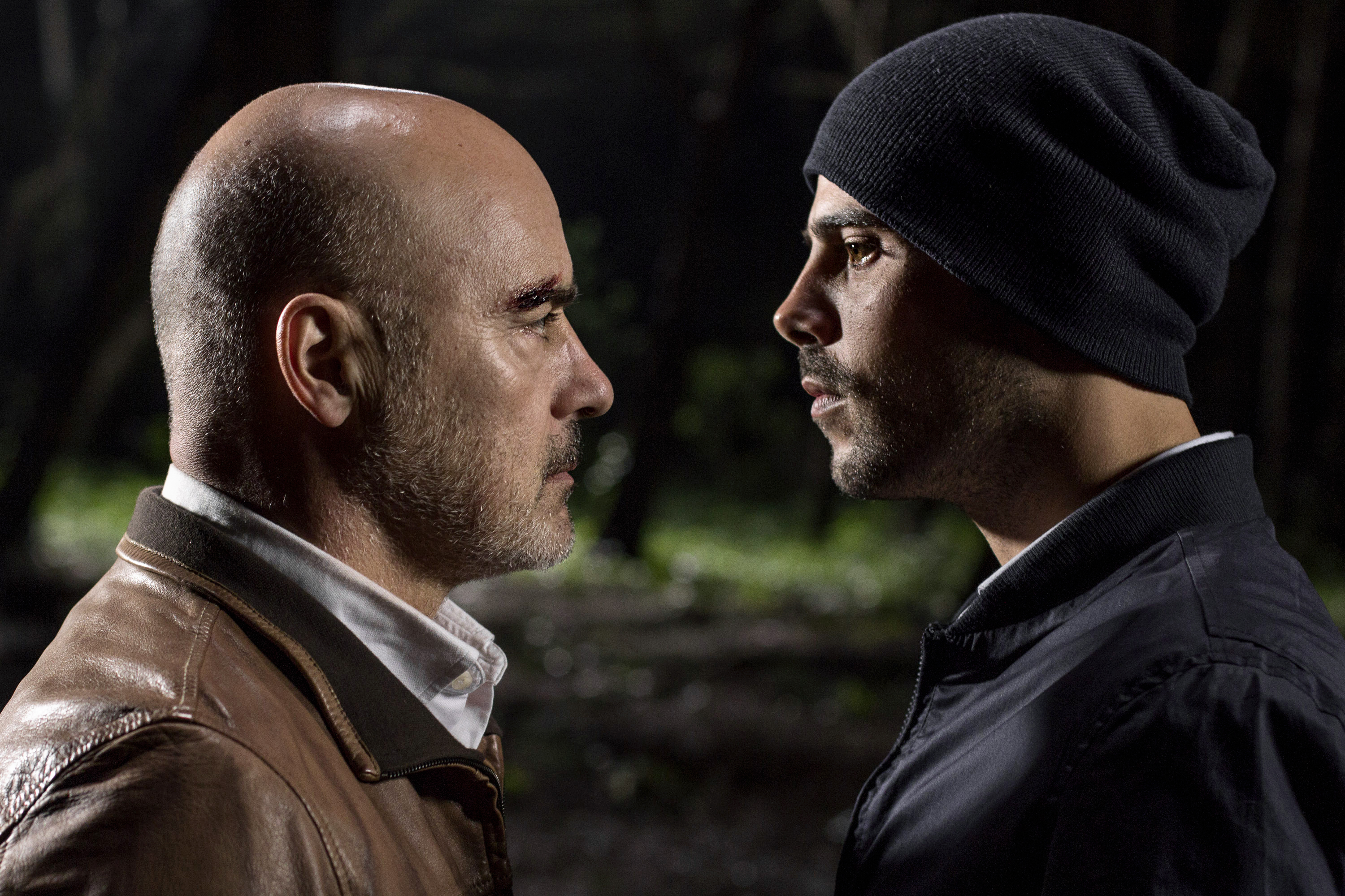 Still of Luca Zingaretti and Marco D'Amore in Perez. (2014)