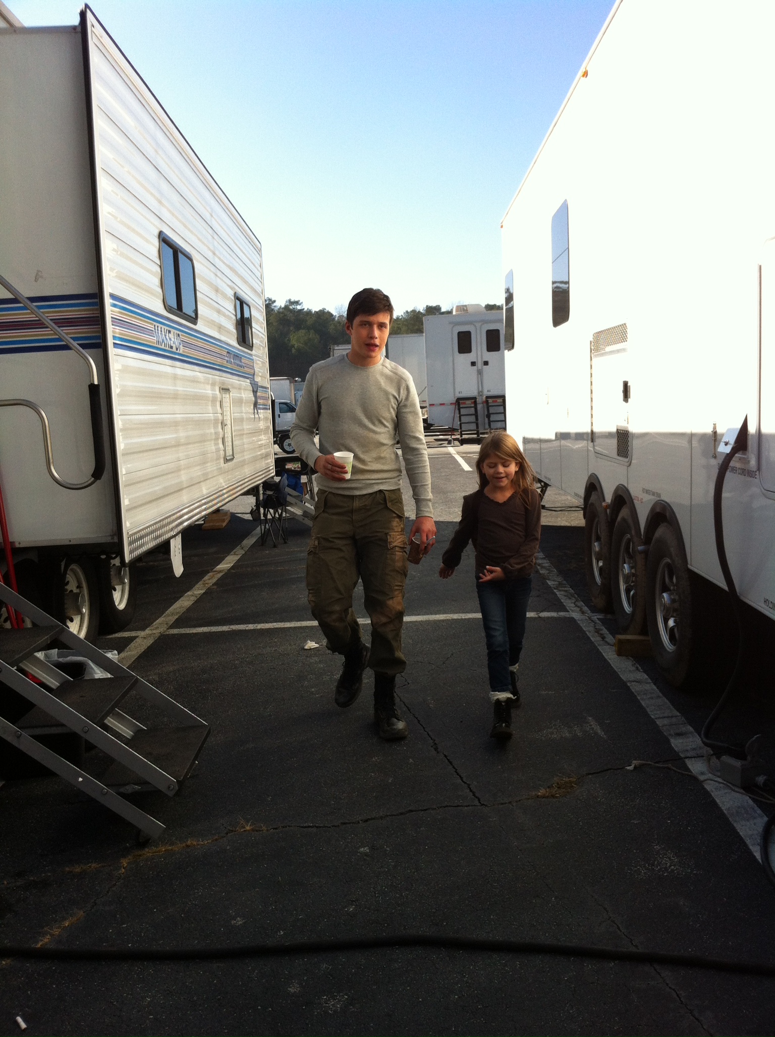 with Nick Robinson on set of The Fifth Wave (my brother Flynn is Tank)