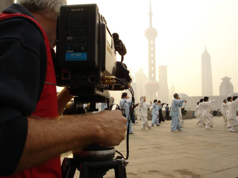 5am crew call to shoot Tai Chi on the Bund in Shanghai, China.