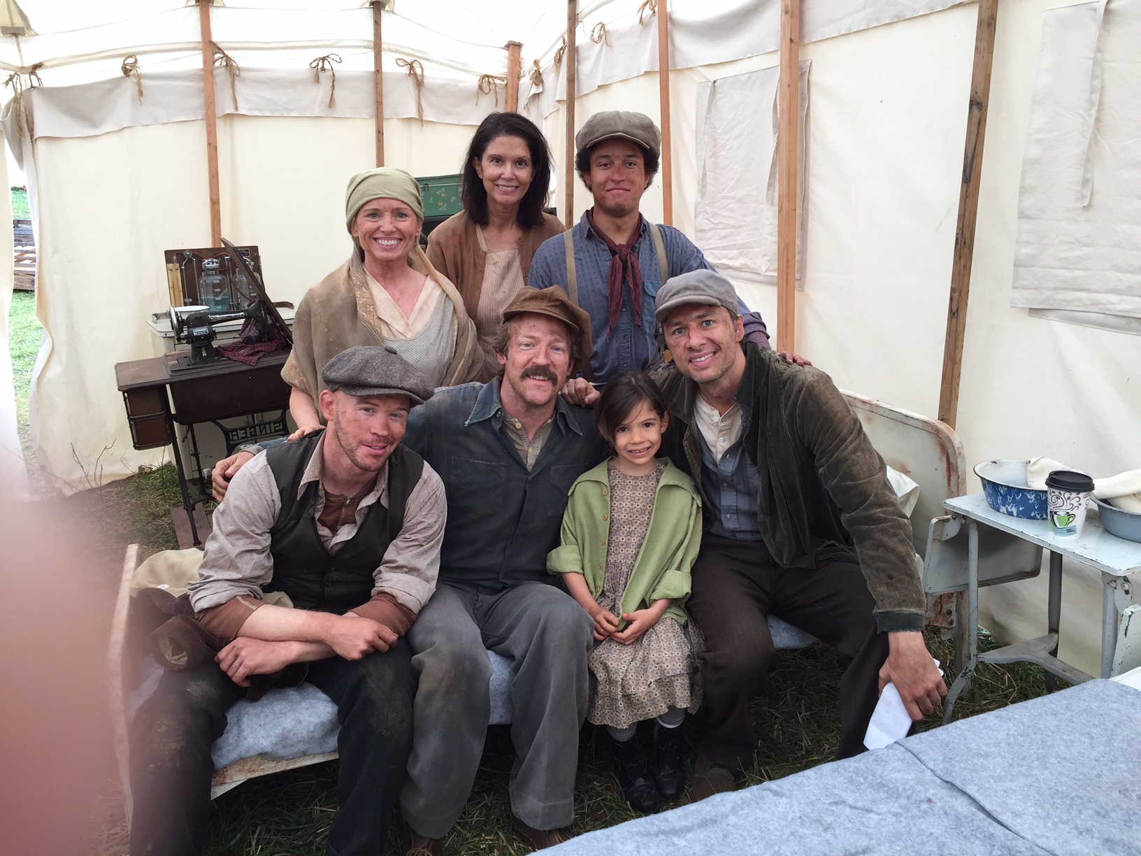 On the set of In Dubious Battle (2015) pictured: Alex Morf, David Sullivan, Lola Sultan, Zach Braff, Elizabeth Brewster, Mickie Banjas