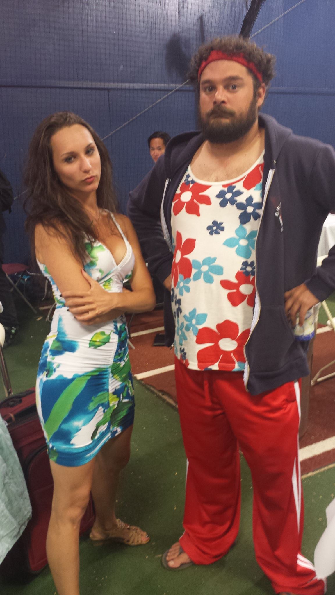 Acting tough with Bobby Moynihan on set of 