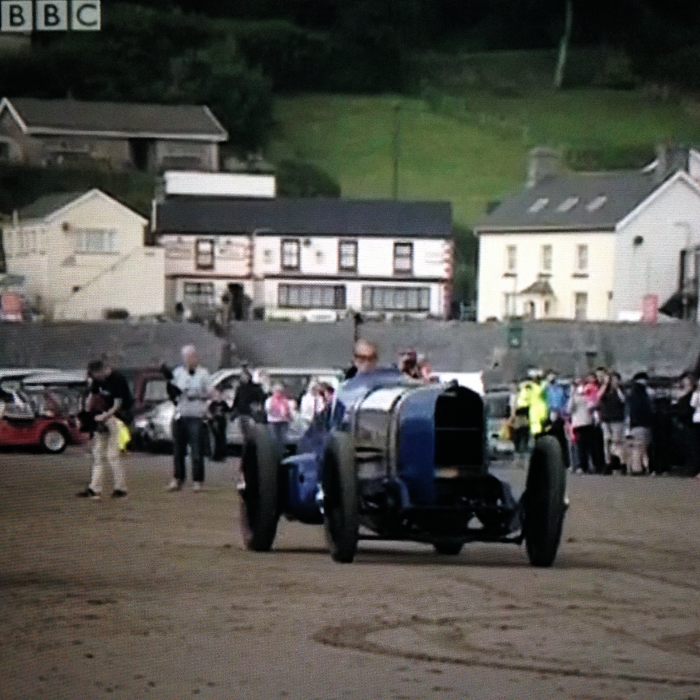 Filming an event on Pendine sands, Wales