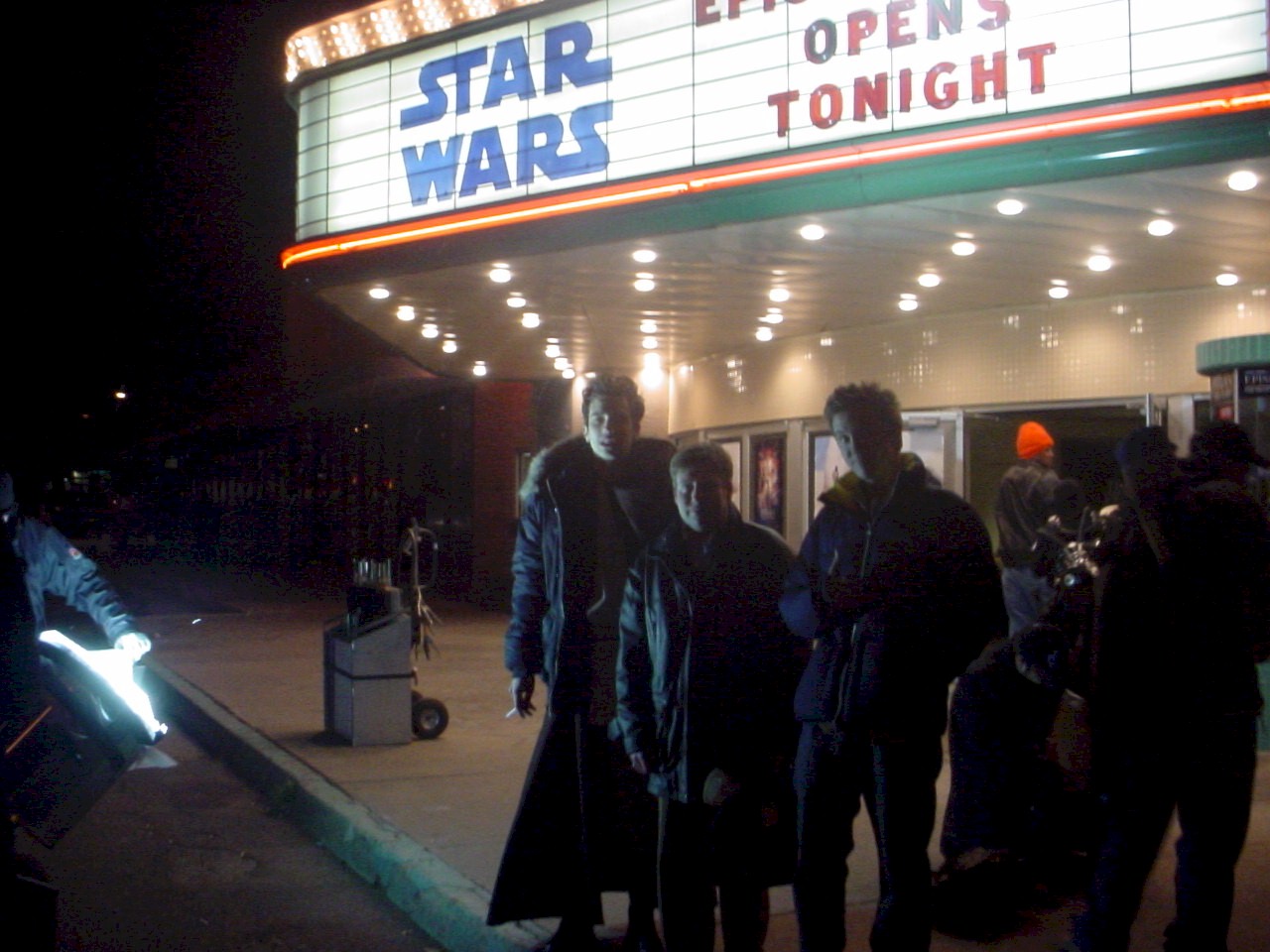 Im pictured in this photo in the middle. This photo is of me on the Fanboys theater shoot in Albuquerque NM in February 2006. To my left is actor Jay Baruchel and on my right is actor Sam Huntington. We were shooting the interior theater scene in Fanboys