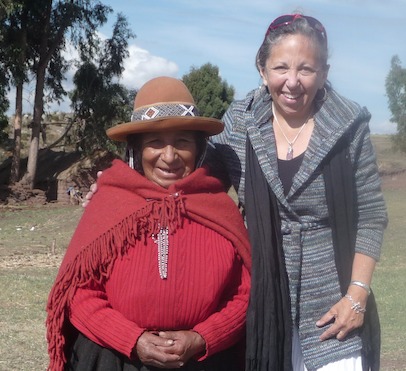 Susan Stark Christianson (right) with an elder she interviewed in Peru, Dona Maria Apasa Mauchauca.