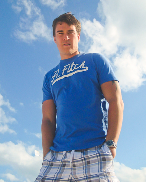 Mike Theiss on a windy day at Miami Beach, Florida.