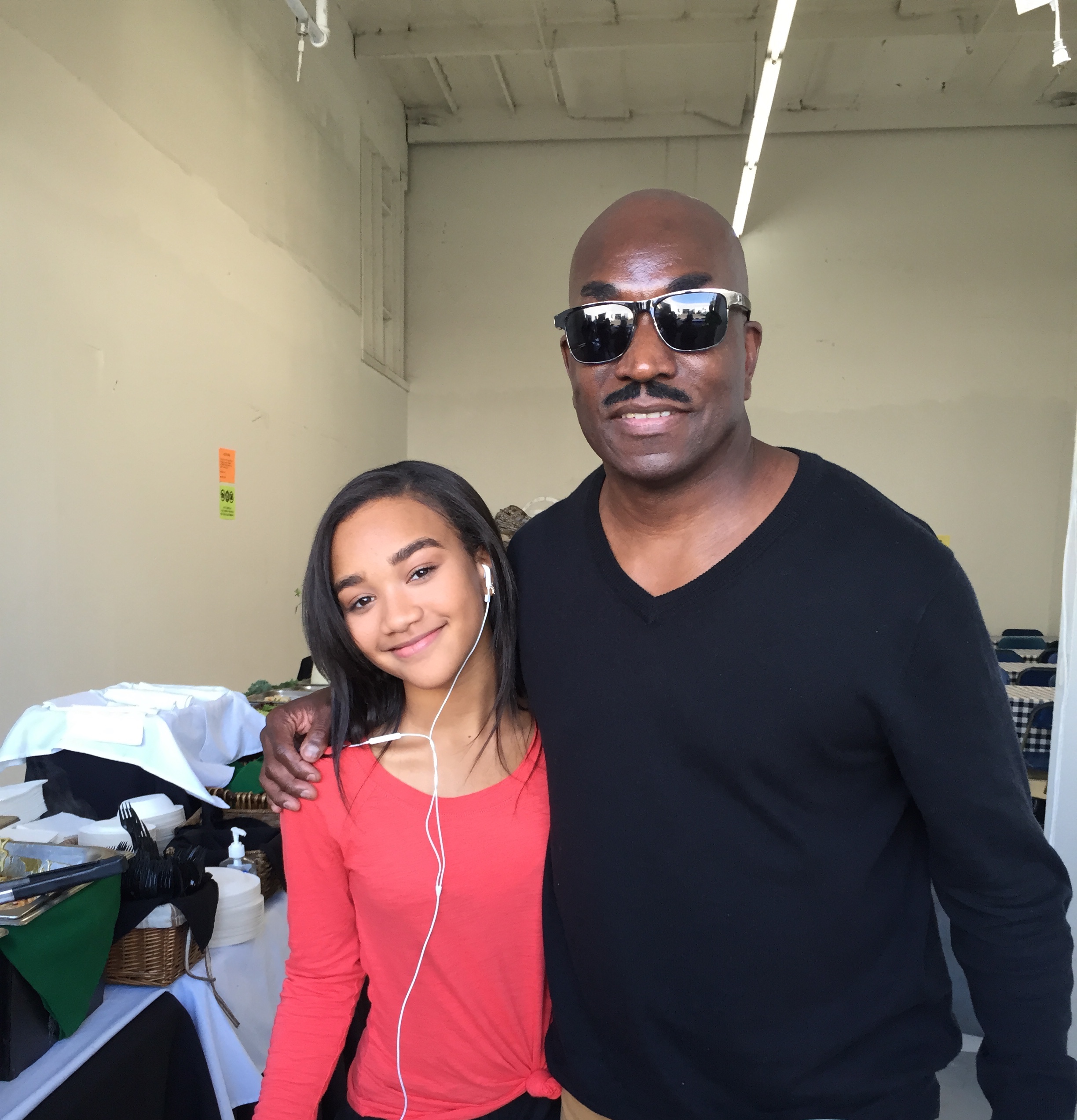 Lauryn and Clifton Powell on set