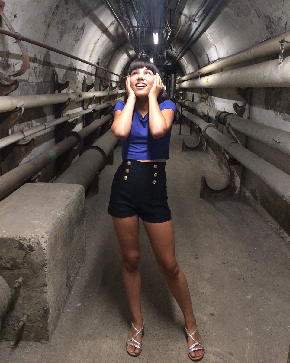 Filming DayDream Hotel Movie at Hotel Del Coronado in the tunnel. Zoe plays Maddie Portman.