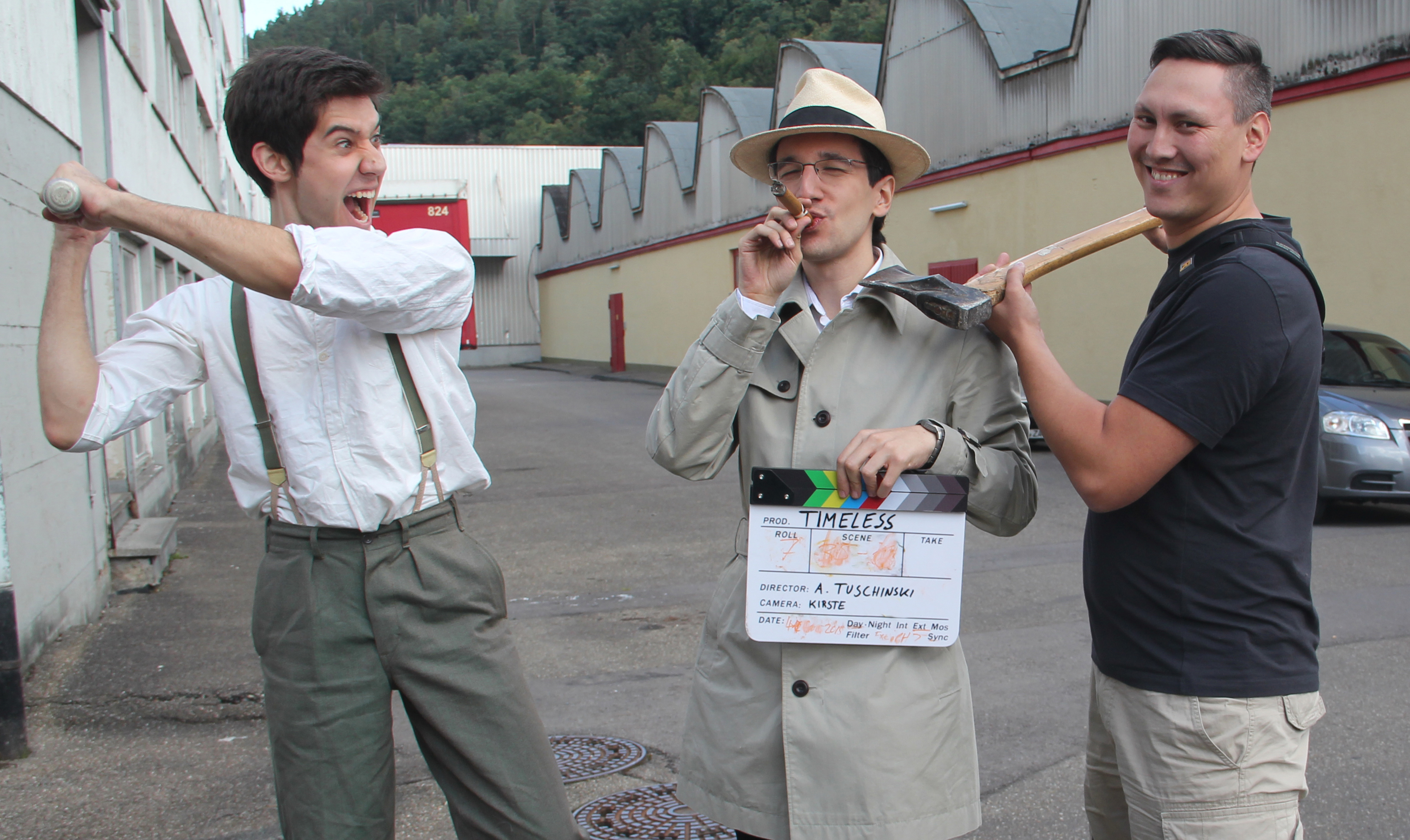 Joking around during a break on the set of Timeless, together with Matthias Kirste and Sebastian B.