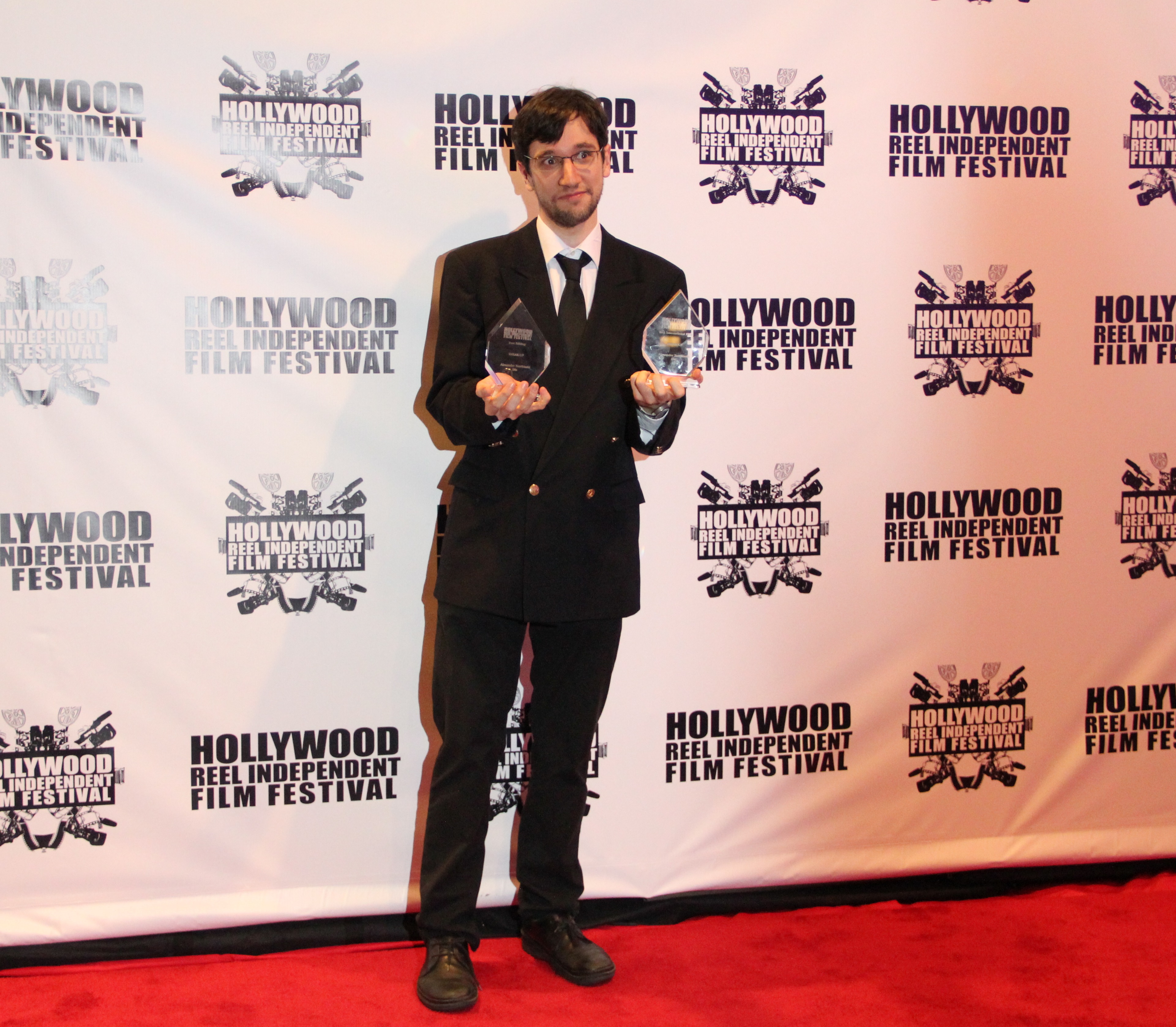 Alexander Tuschinski on the red carpet at Hollywood Reel Independent Film Festival 2015. The festival awarded 
