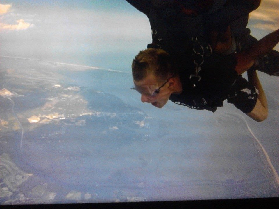 Jake thee extreme 12,000 ft Skydiving during off time in Southport NC USA over the Atlantic Ocean