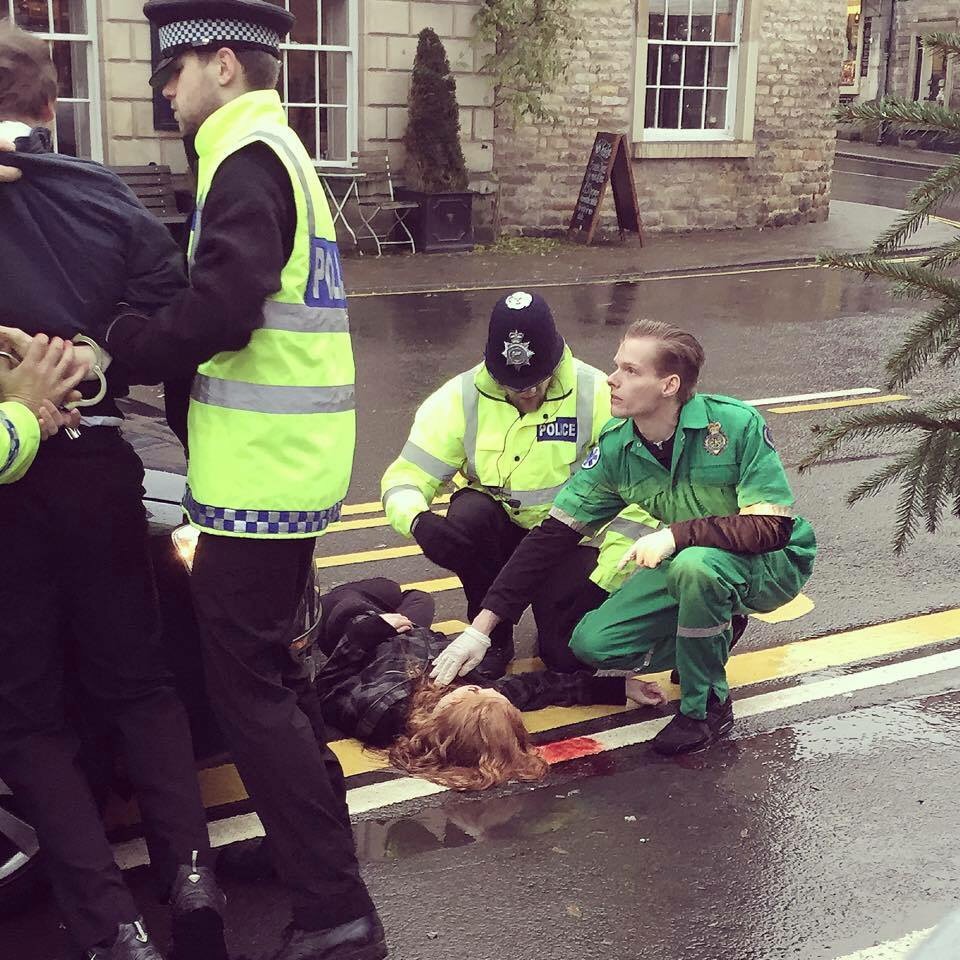 A Still of Stephen Walch, Adam Phillips, Harley Anderson, Graham Moody and David Royal on set for Don't Text and Drive 2 (2014)