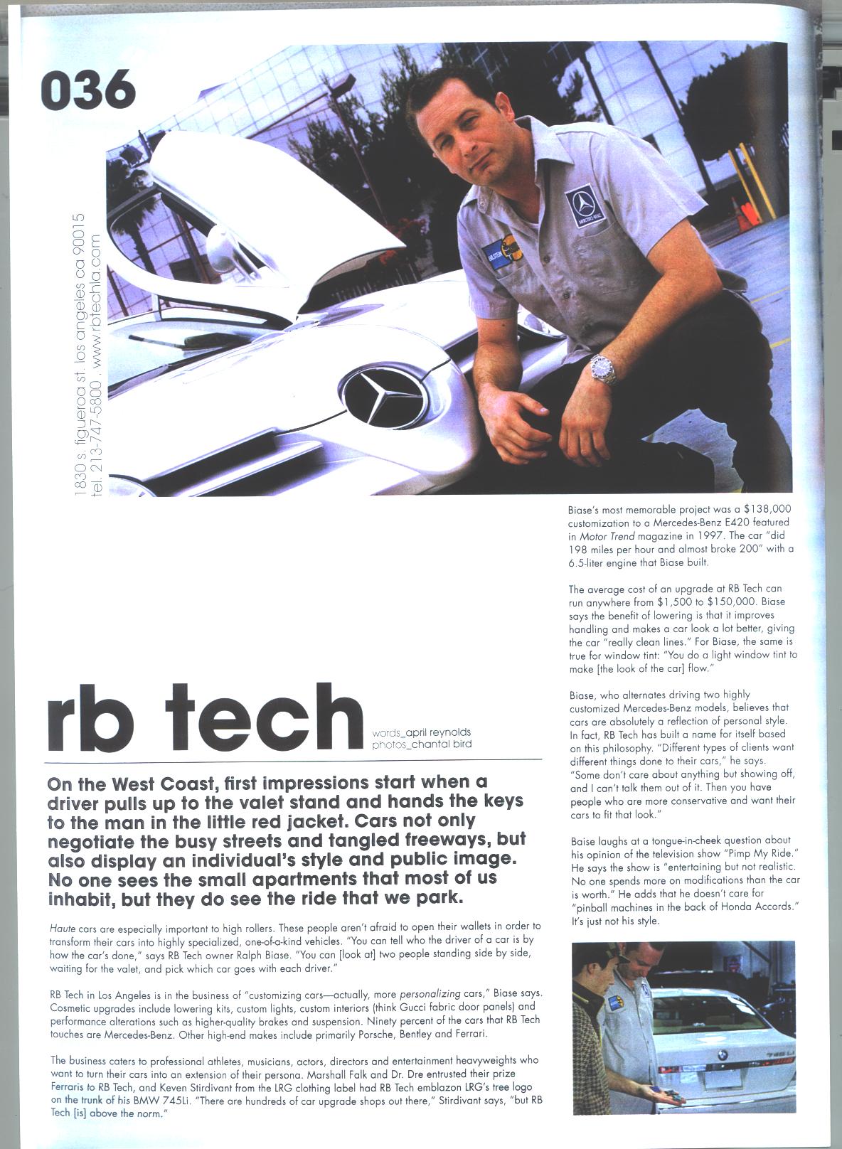 Article on Ralph Biase and His Custom Car Business in Los Angeles CA