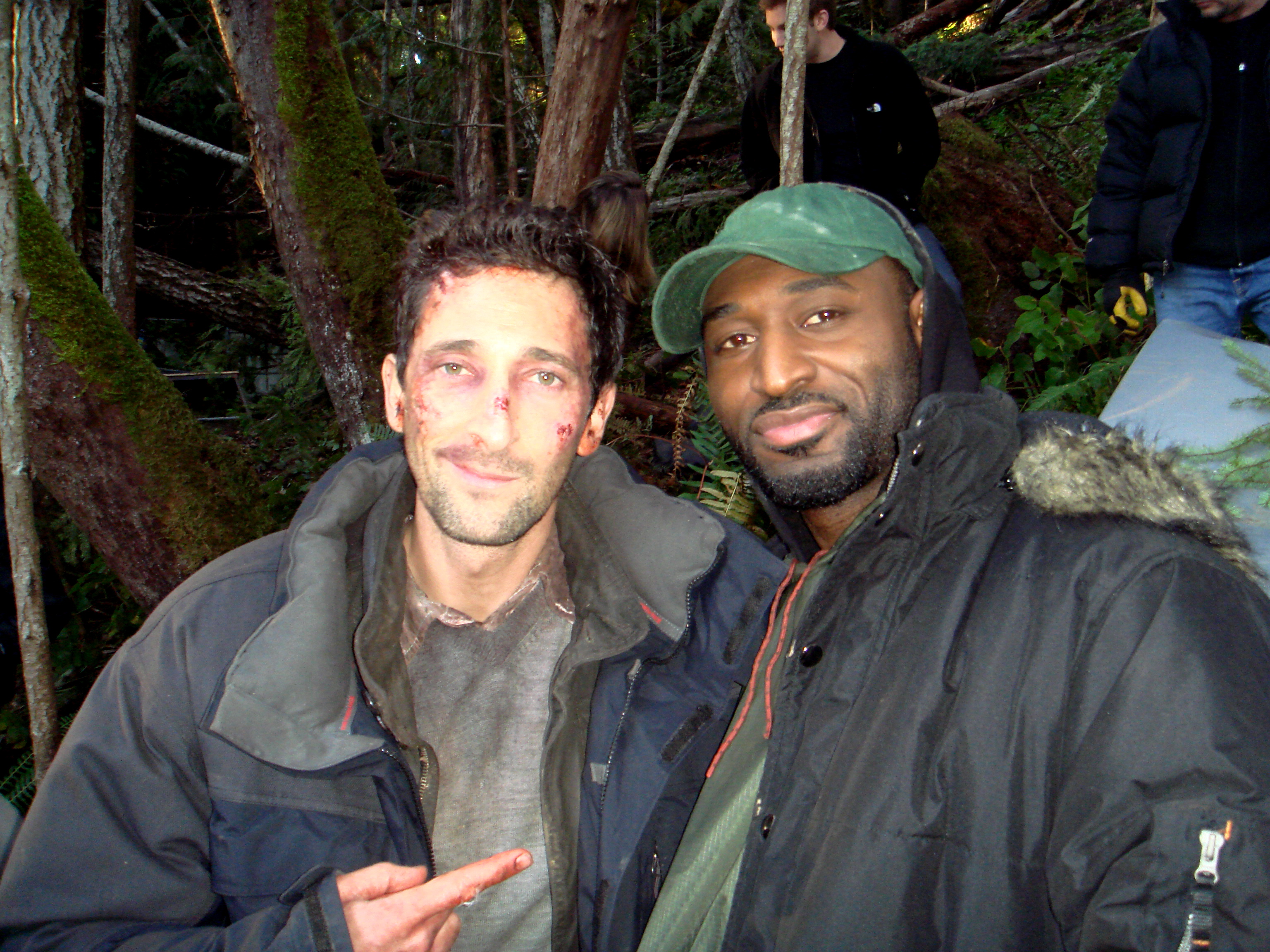 Adrian Holmes on the set of Wrecked with Adrien Brody.