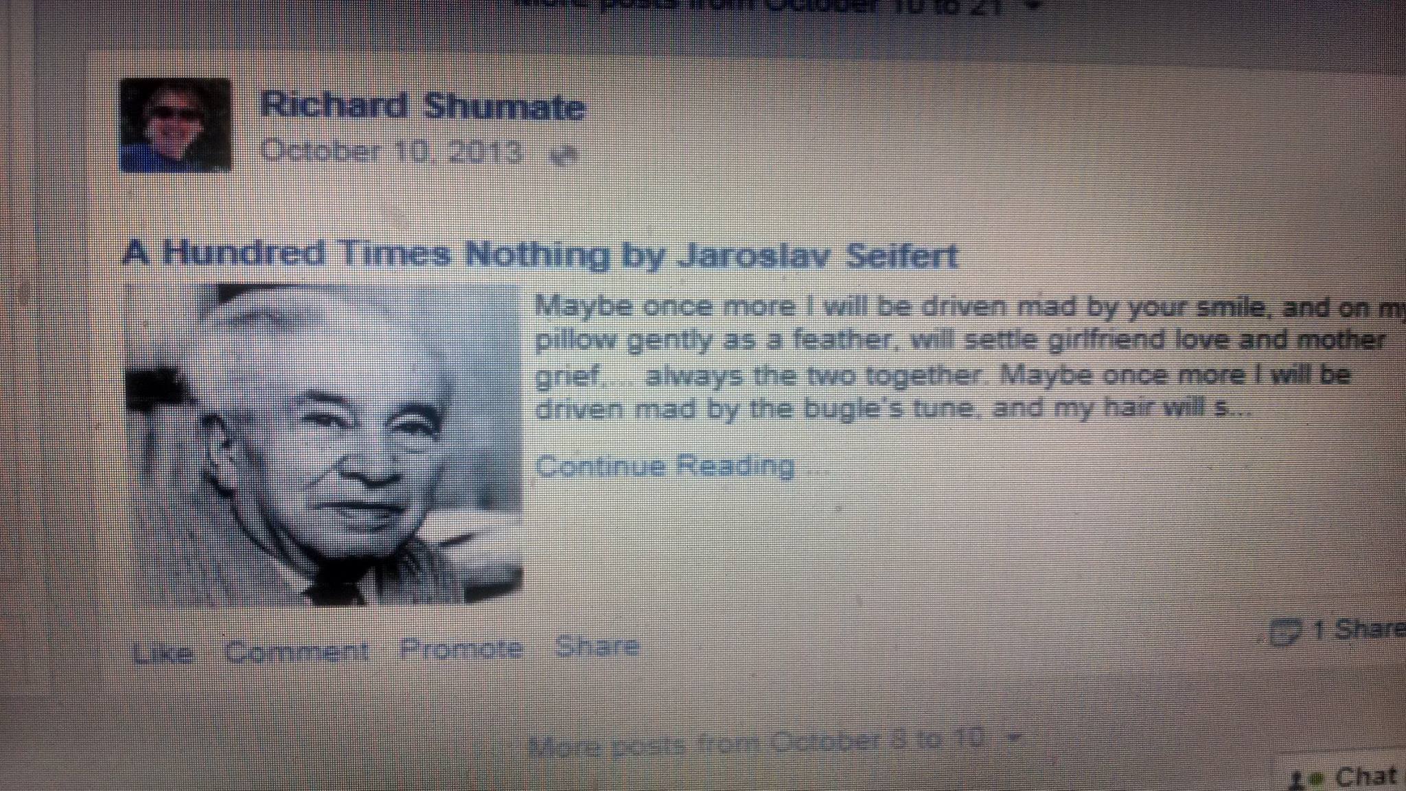 This is a pic of a note I made in Oct 2013 trying to show my FB friends where I got A Hundred Times Nothing. I was thinking how cool it would be if his relative knew. He died in 1986. The next day his grandson showed up. Have that pic too!