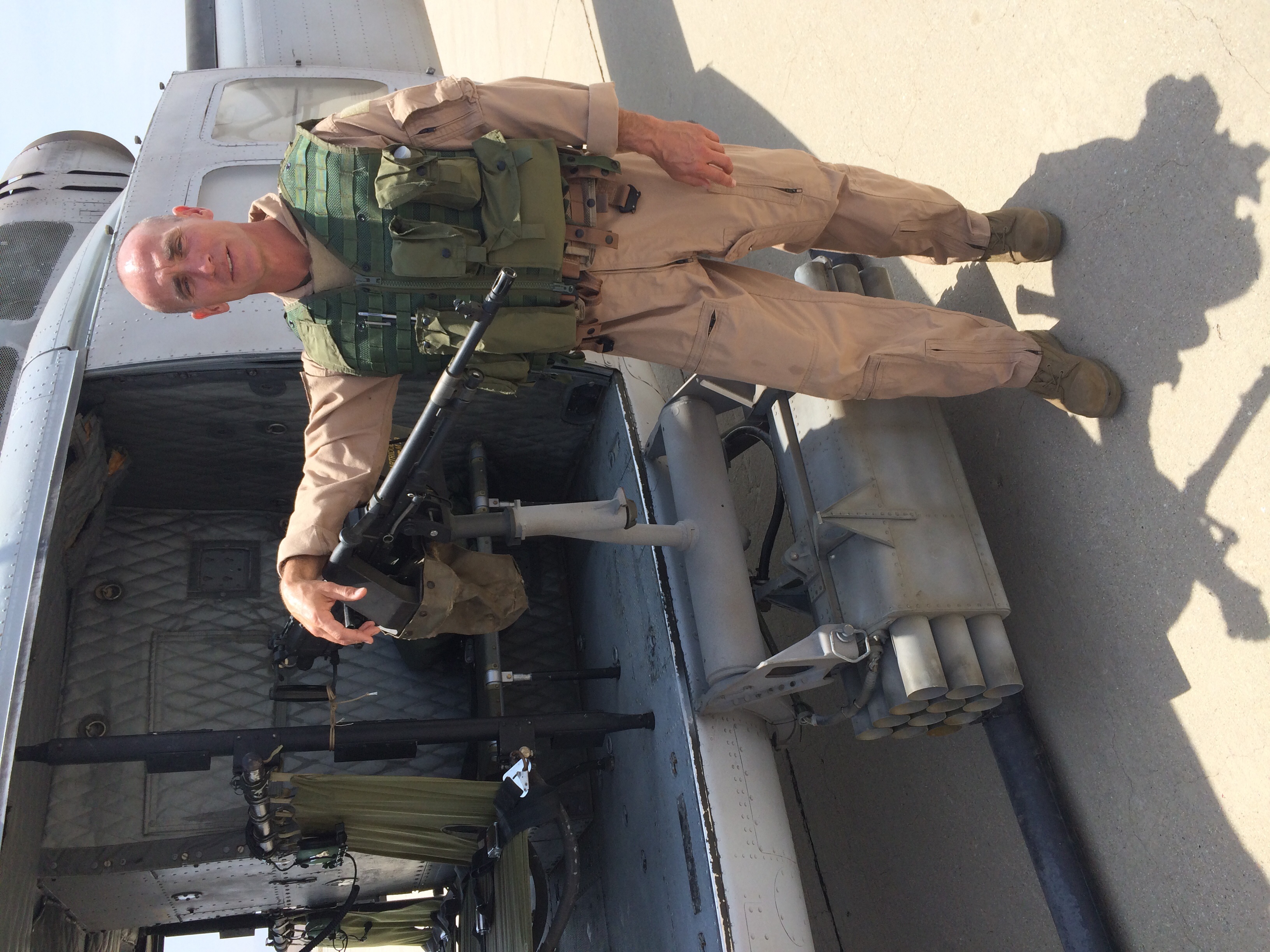 Flying on Huey as a door gunner director Clint Eastwood on American Sniper