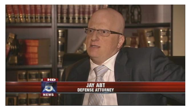 Jay Abt, Legal Analyst being interviewed at his law firm www.abtlaw.com by the Channel 5 News for a high profile Case.