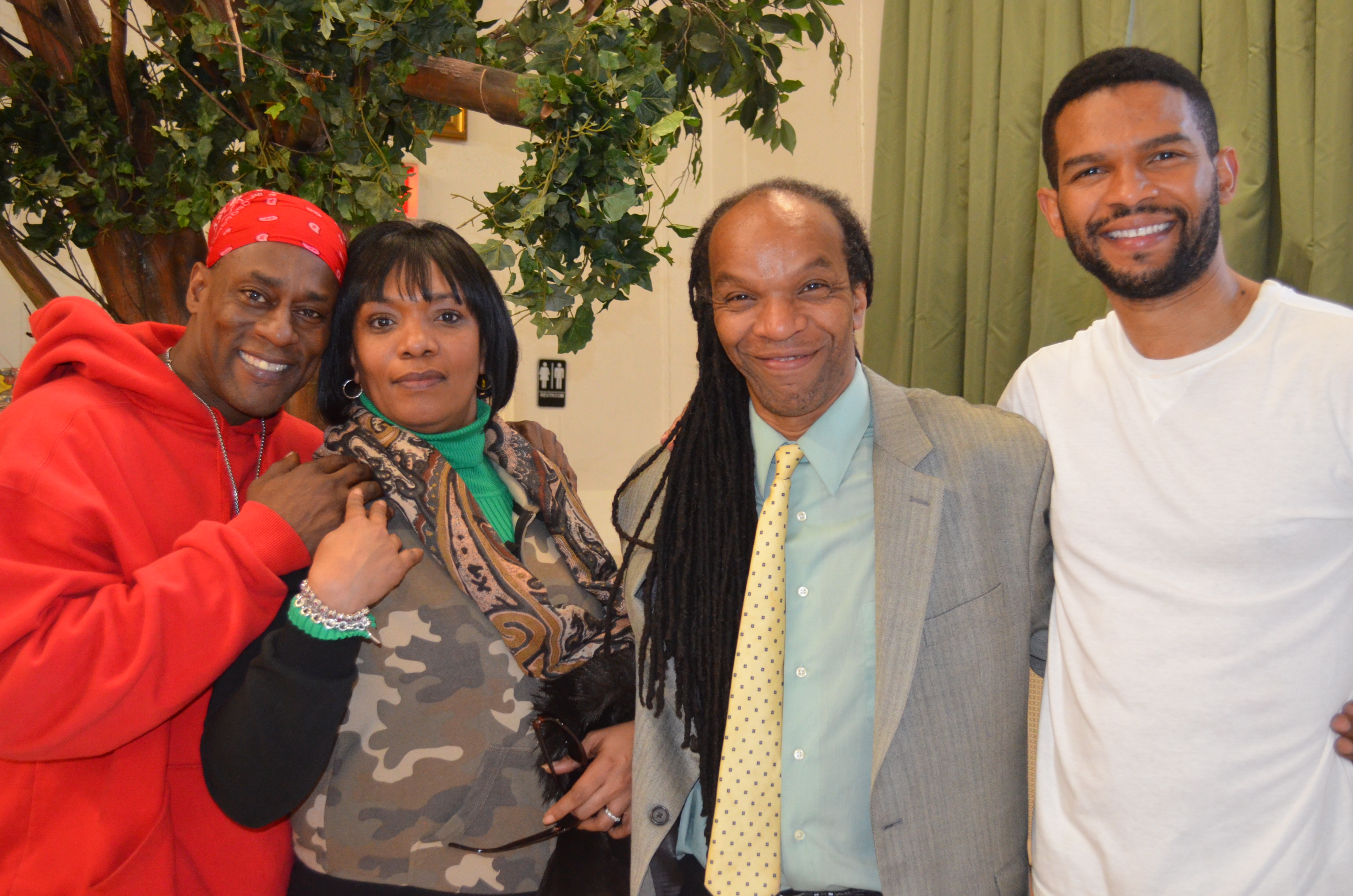Anthony Jackson, Luana Claxton Frederick and Nixon Ceasar pose after premiere of Nat Turner play.