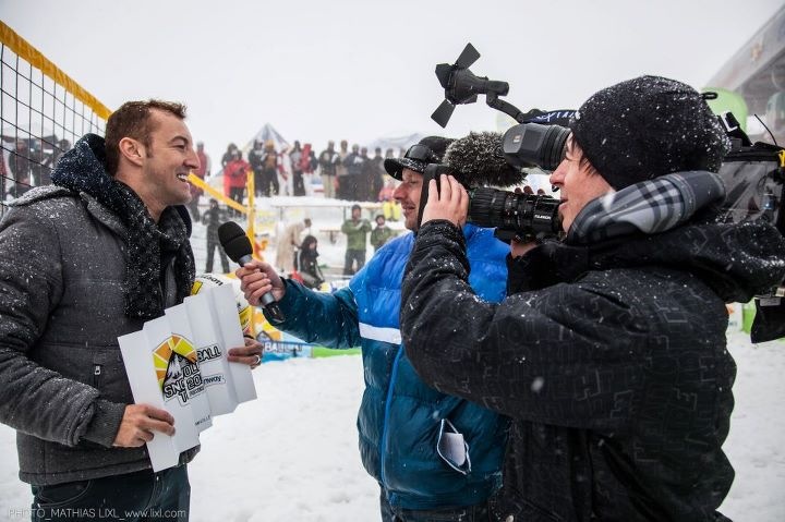 Filming at Sports Event, international Snow Volley Ball World Masters with Prince Mario-Max Schaumburg-Lippe